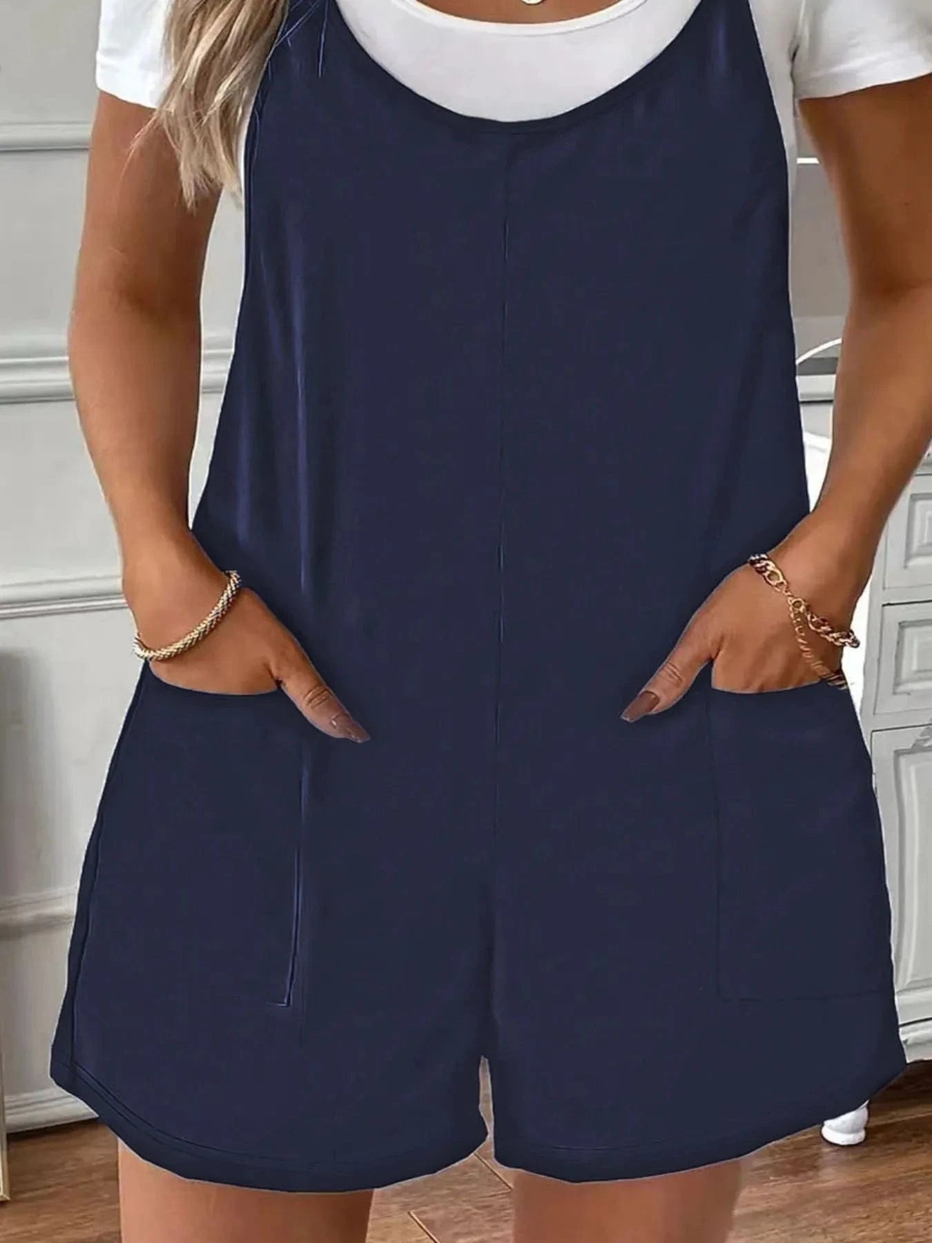 Full Size Scoop Neck Spaghetti Strap Overalls Plus Size everyday essentials