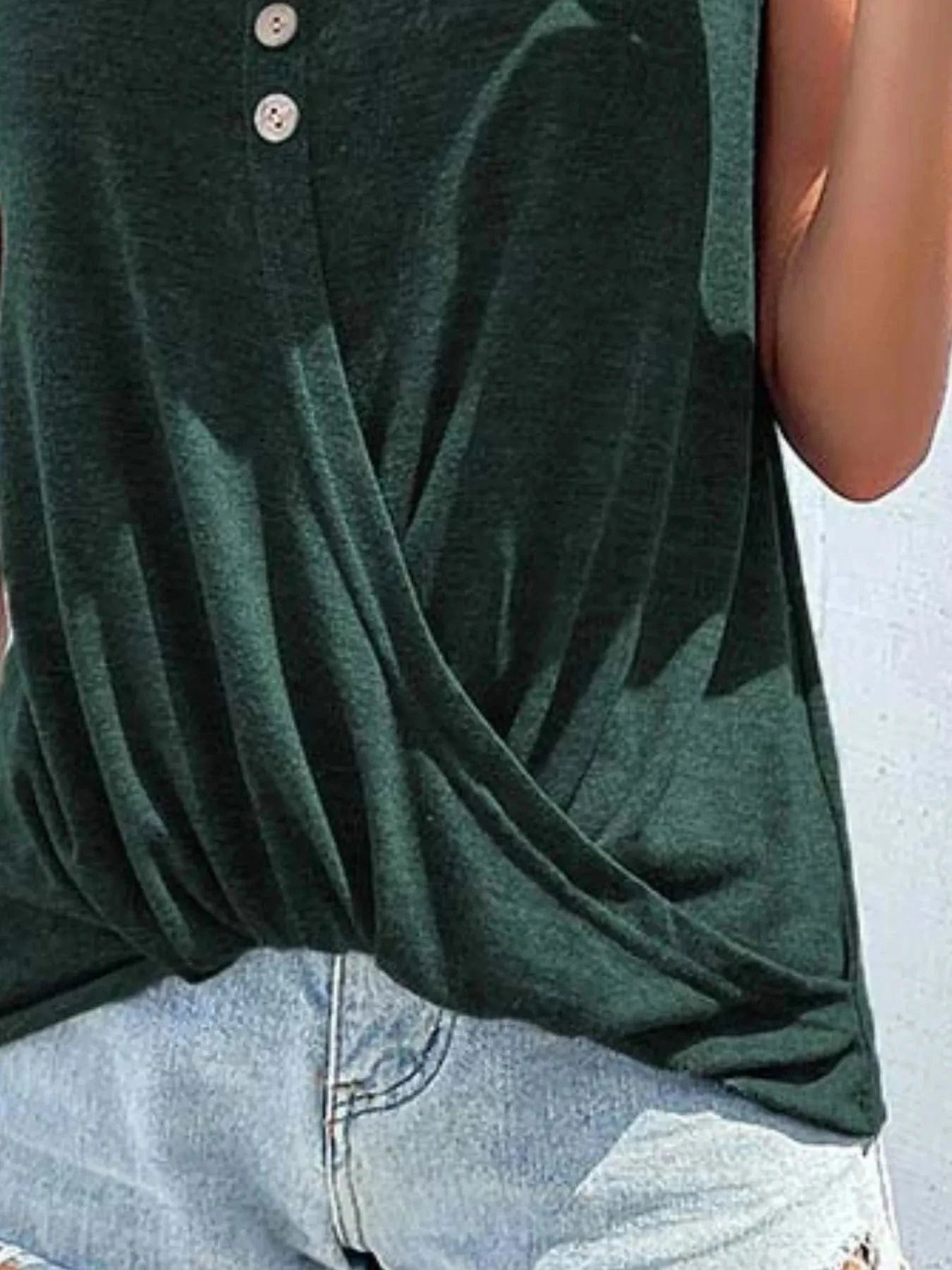 Full Size Twisted Hem Button Detail Tank Plus Size everyday essentials