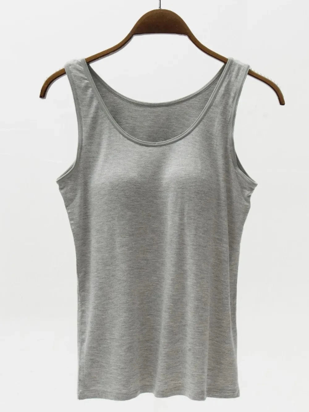 Gray Full Size Wide Strap Modal Tank with Bra everyday essentials