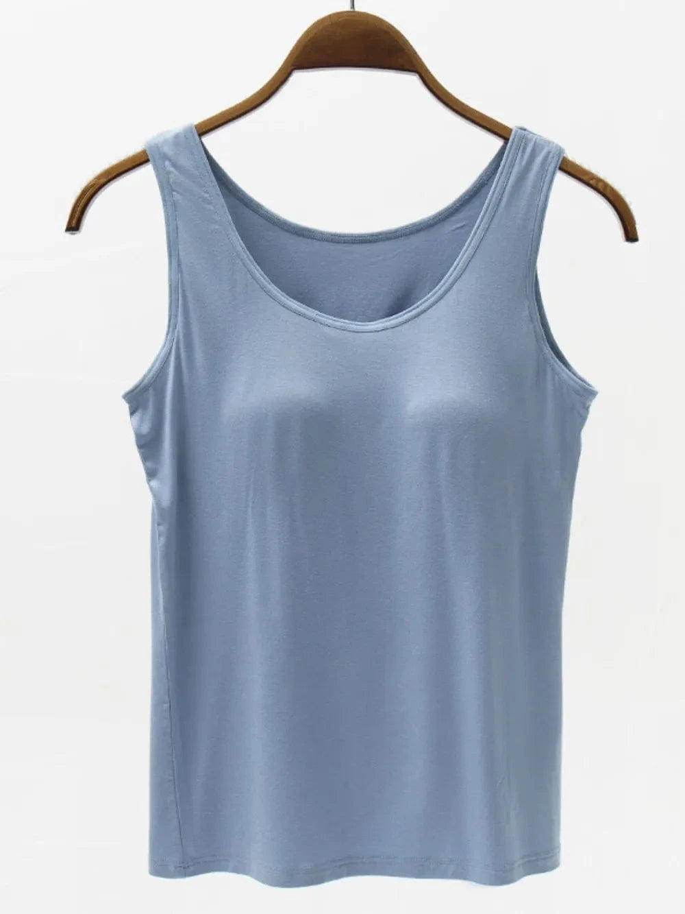 Light Blue Full Size Wide Strap Modal Tank with Bra everyday essentials
