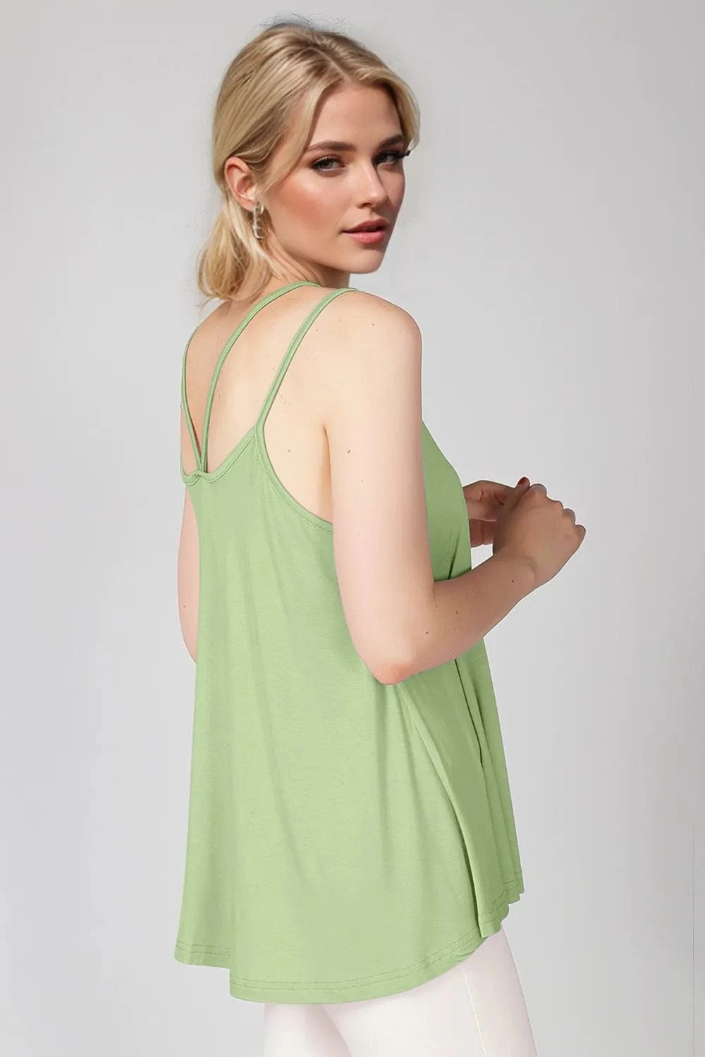 Lime Basic Bae Bamboo Scoop Neck Double Spaghetti Straps Cami everyday essentials