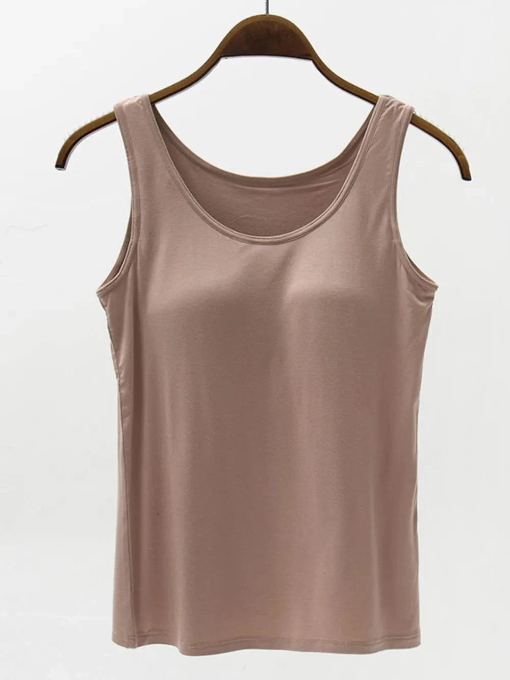 Mocha Full Size Wide Strap Modal Tank with Bra everyday essentials
