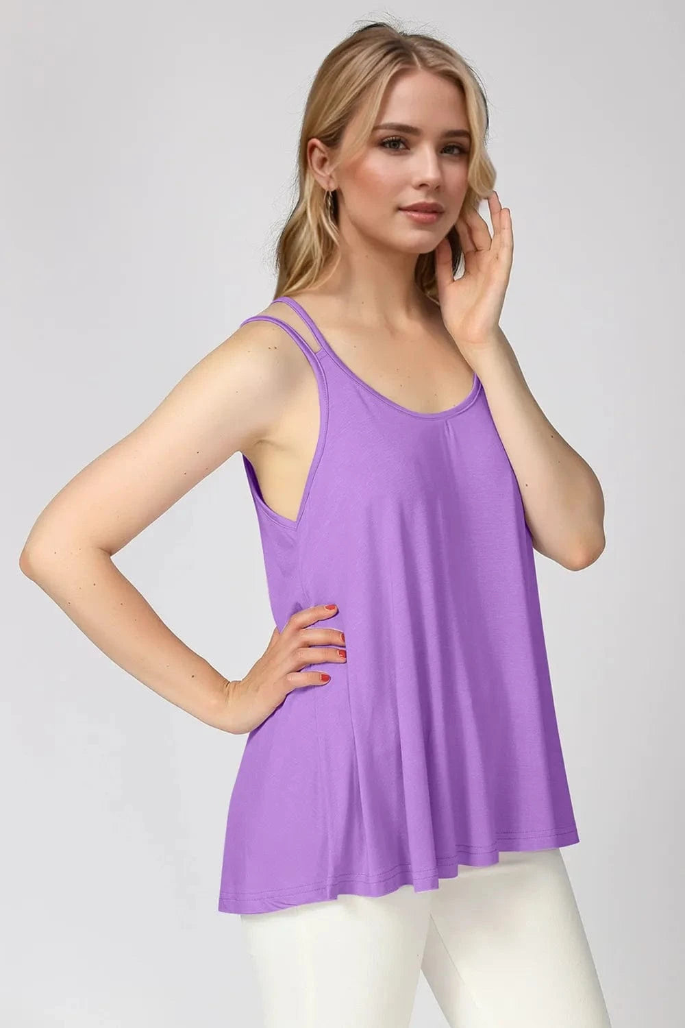 Purple Basic Bae Bamboo Scoop Neck Double Spaghetti Straps Cami everyday essentials