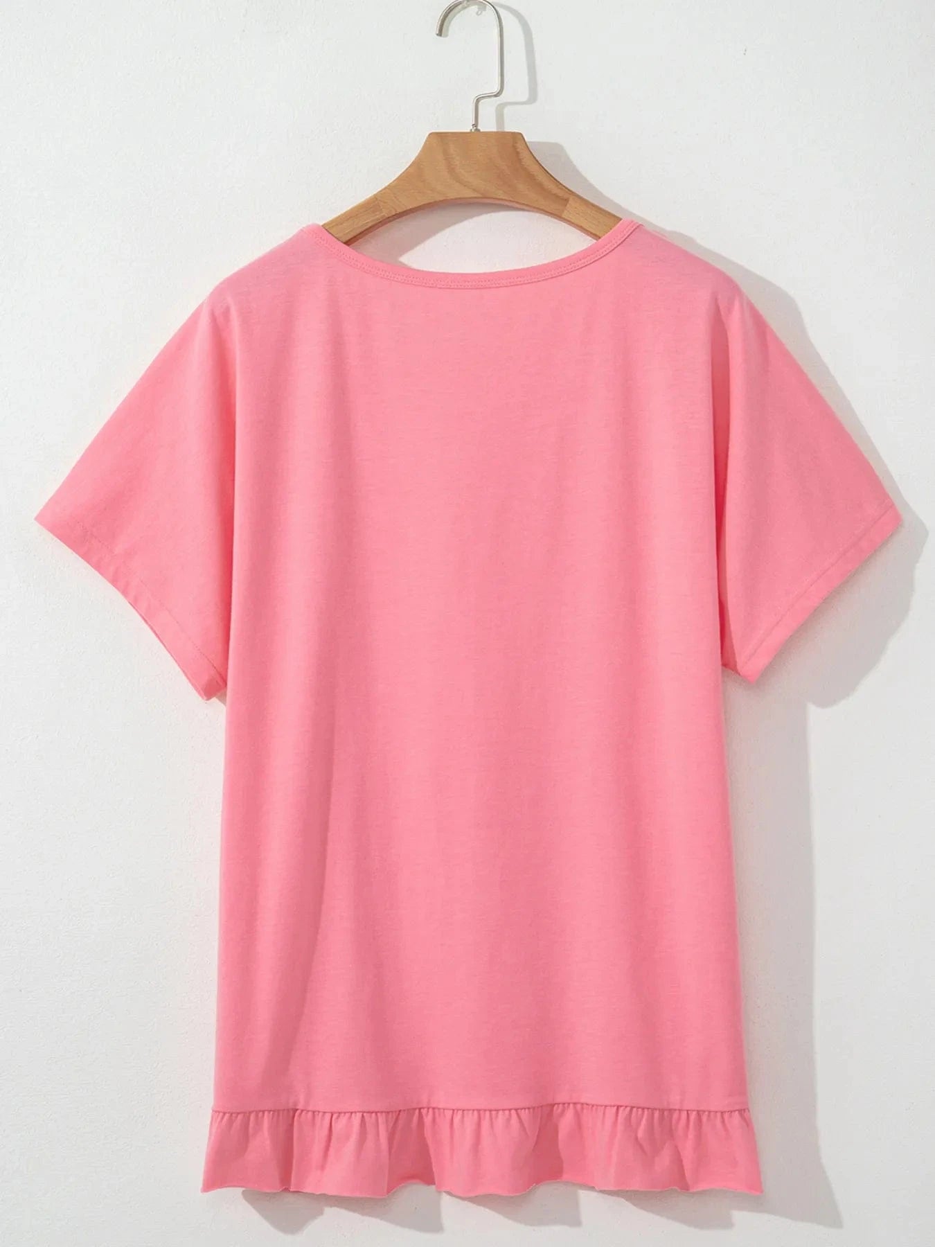 Ruffle Hem Round Neck Relaxed T-Shirt everyday essentials