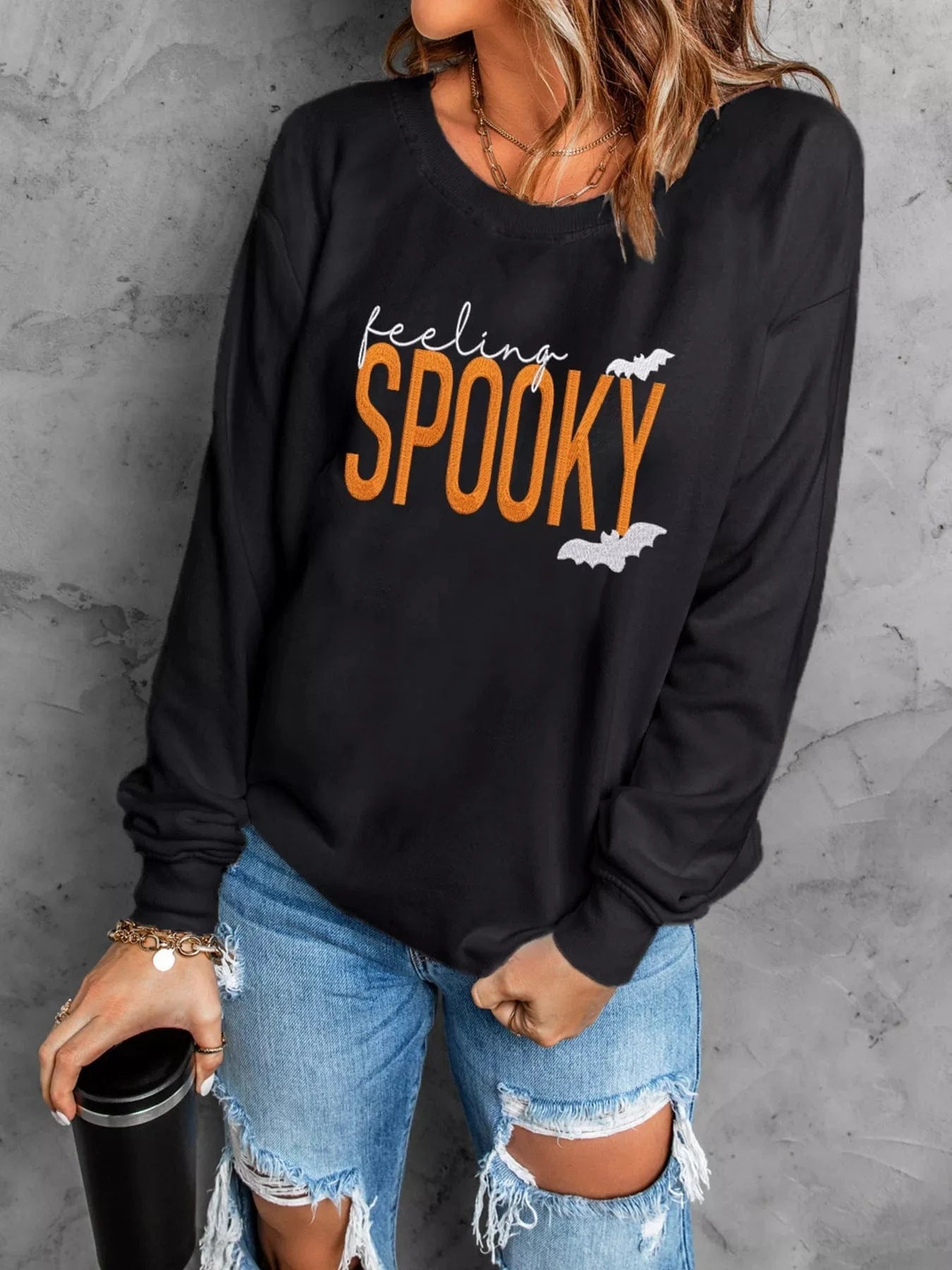 Halloween sweaters Feeling Spooky Halloween Embroidered Sweatshirt Feeling Spooky Halloween Embroidered Sweatshirt