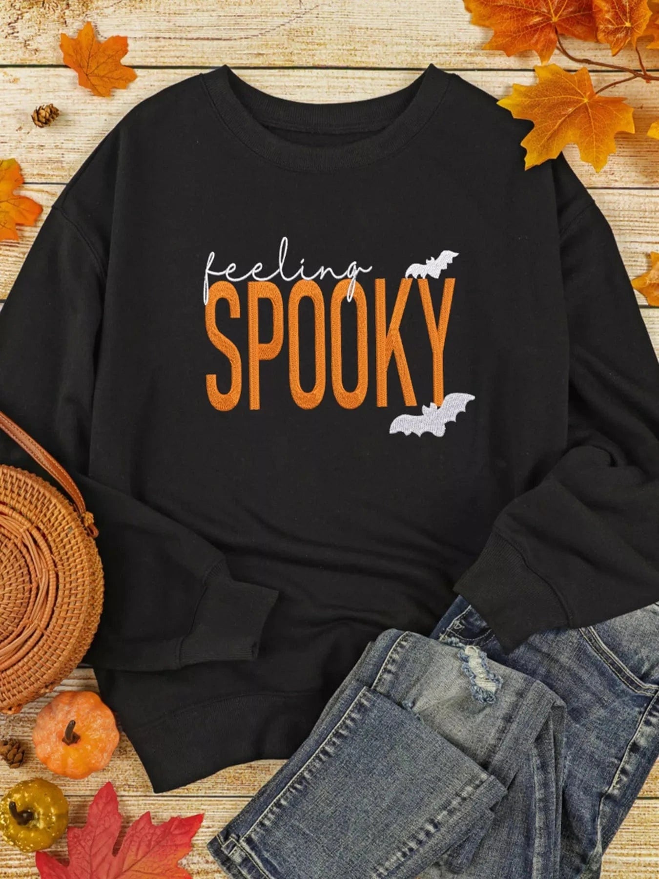 Halloween sweaters Feeling Spooky Halloween Embroidered Sweatshirt Feeling Spooky Halloween Embroidered Sweatshirt