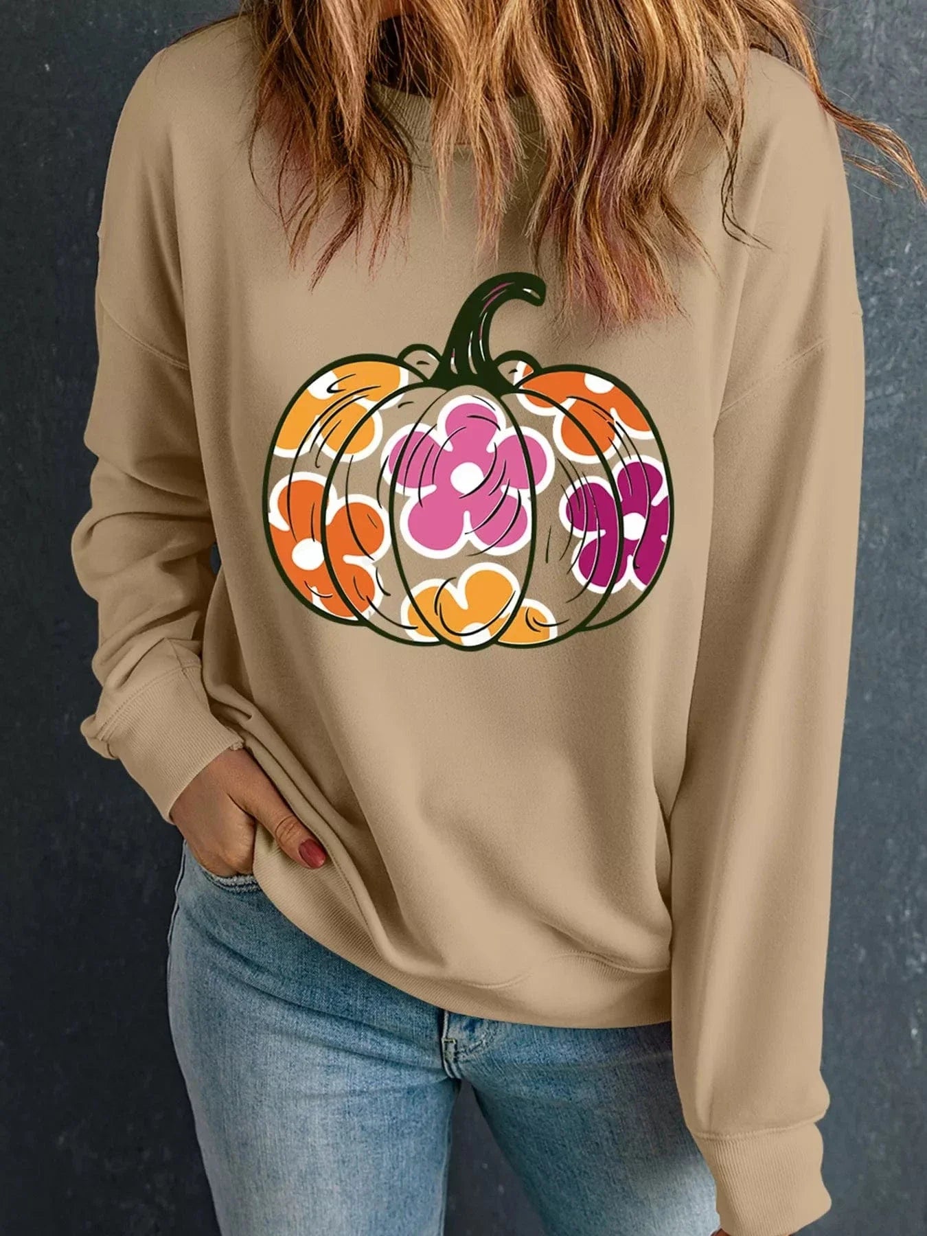 Halloween sweaters Halloween Floral Pumpkin Graphic Drop Shoulder Sweatshirt Halloween Floral Pumpkin Graphic Drop Shoulder Sweatshirt
