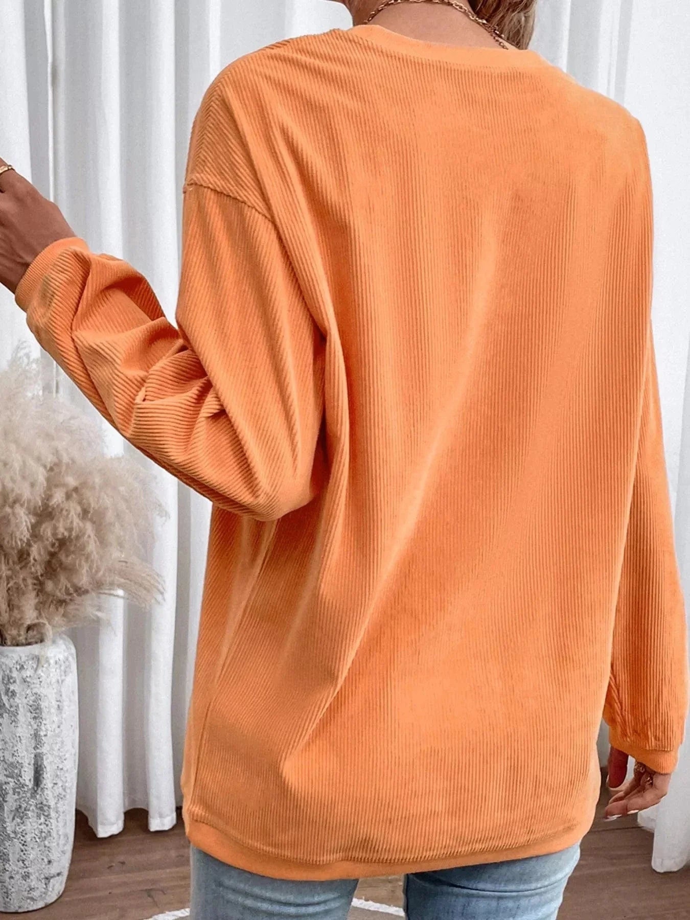 Halloween sweaters Halloween Sequined Pumpkin Ribbed Round Neck Sweatshirt Halloween Sequined Pumpkin Ribbed Round Neck Sweatshirt
