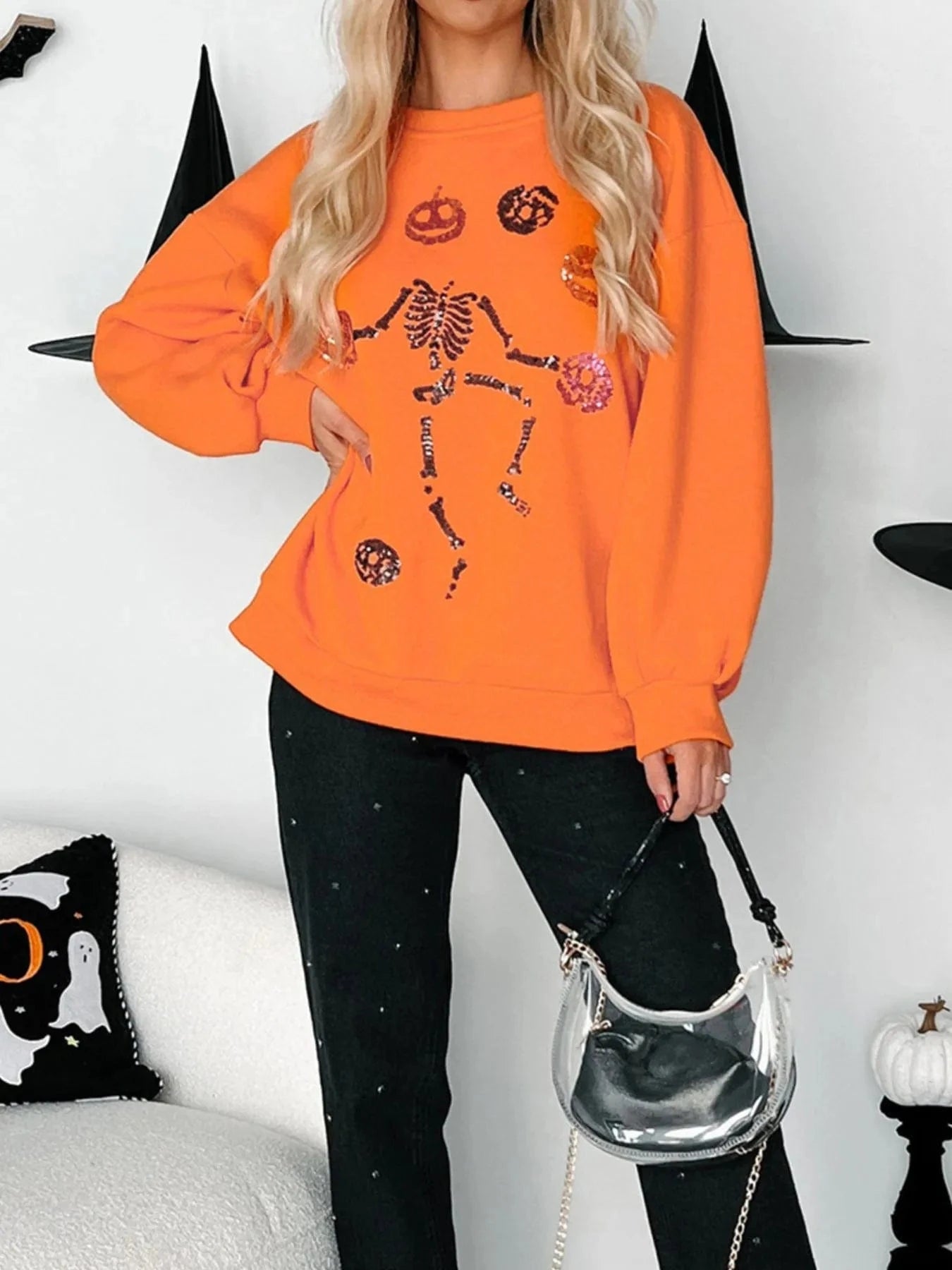Halloween sweaters Halloween Skeleton Pumpkin Sweatshirt Halloween Skeleton Pumpkin Sweatshirt