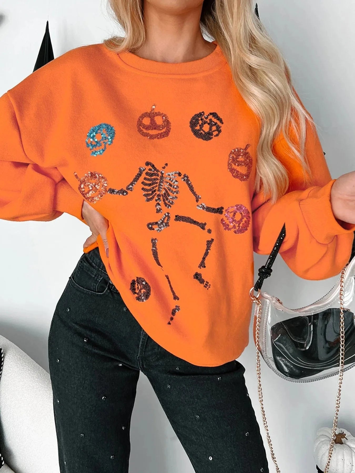 Halloween sweaters Halloween Skeleton Pumpkin Sweatshirt Halloween Skeleton Pumpkin Sweatshirt
