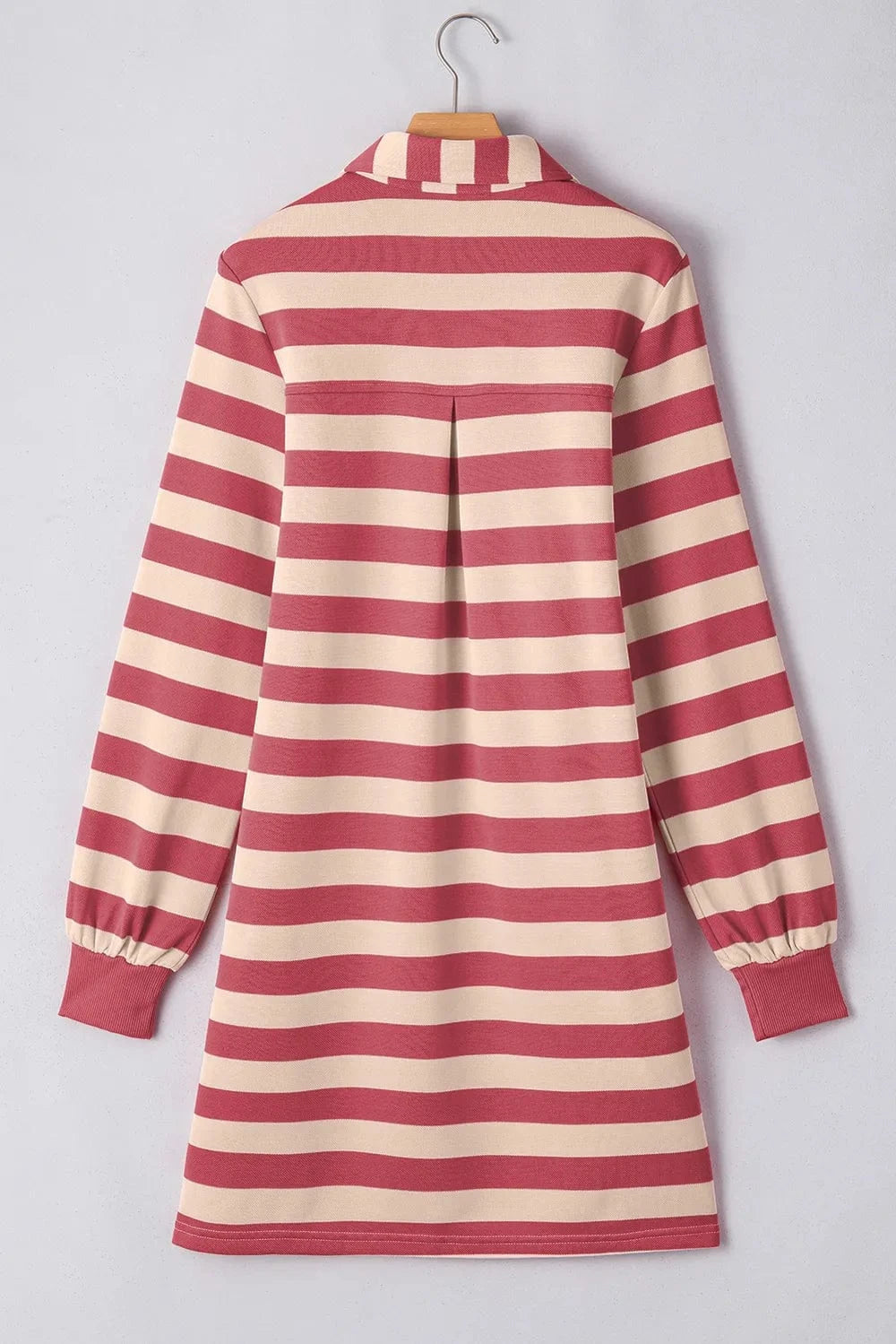 Contrast Striped Johnny Collar Long Sleeve Mini Dress Ladies dresses