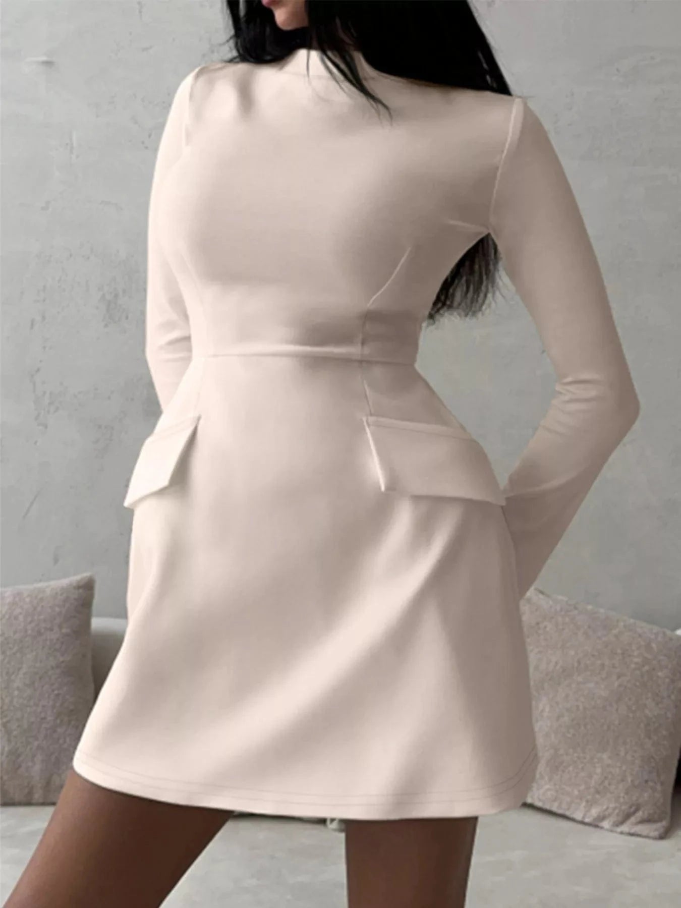 Mock Neck Long Sleeve Bodycon Dress Ladies dresses