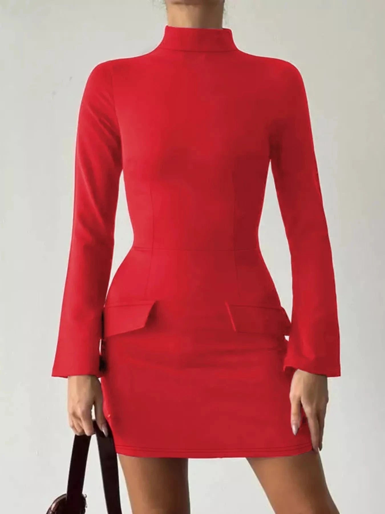 Mock Neck Long Sleeve Bodycon Dress Ladies dresses