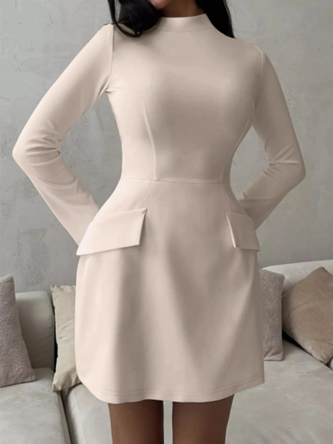 Mock Neck Long Sleeve Bodycon Dress Ladies dresses