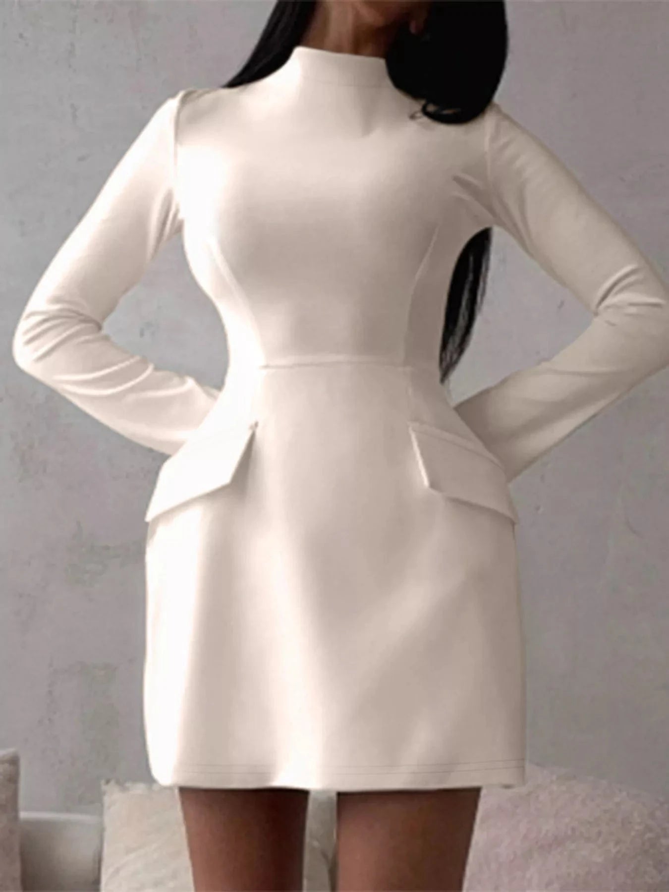 Mock Neck Long Sleeve Bodycon Dress Ladies dresses