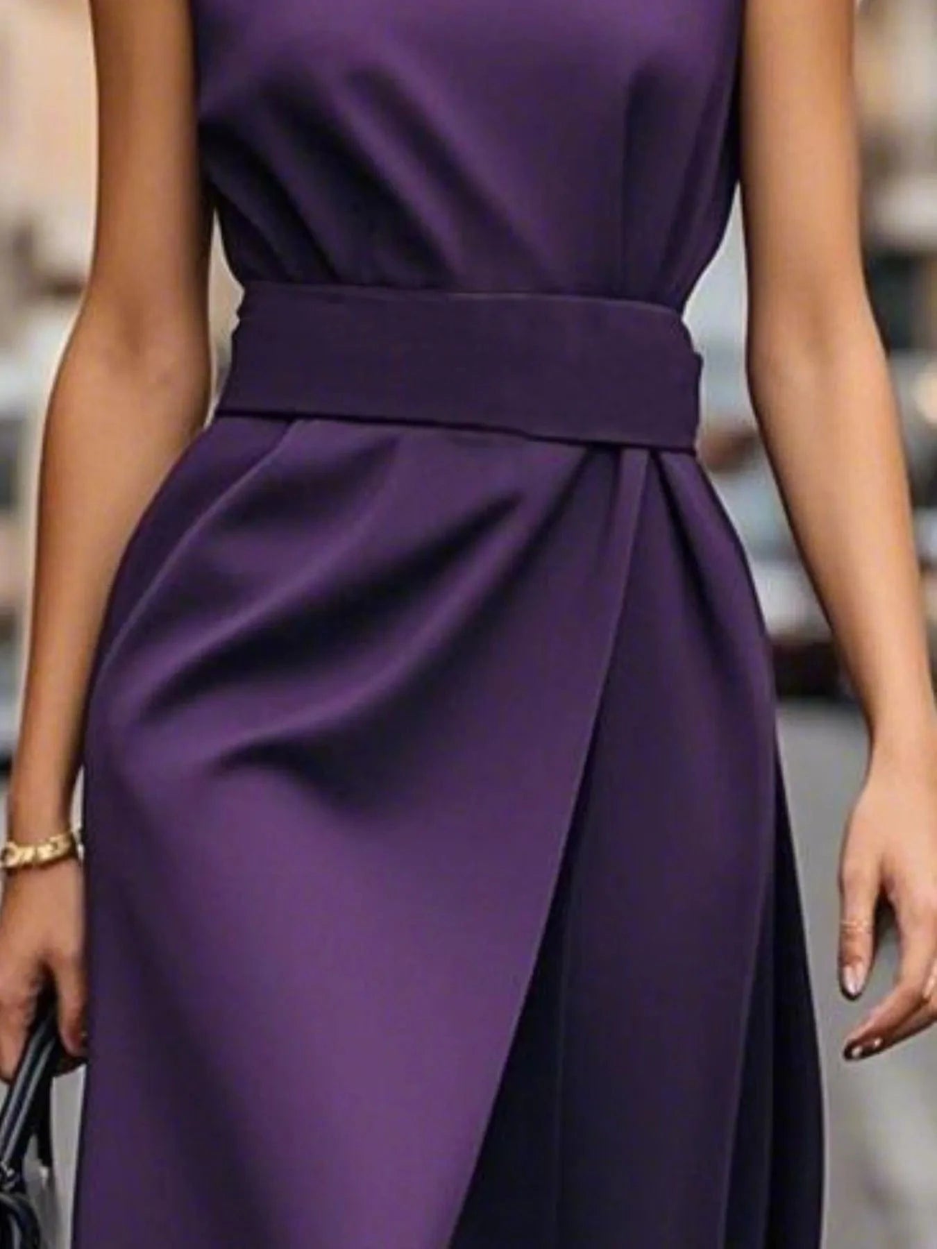 Round Neck Sleeveless Midi Sheath Dress Ladies dresses