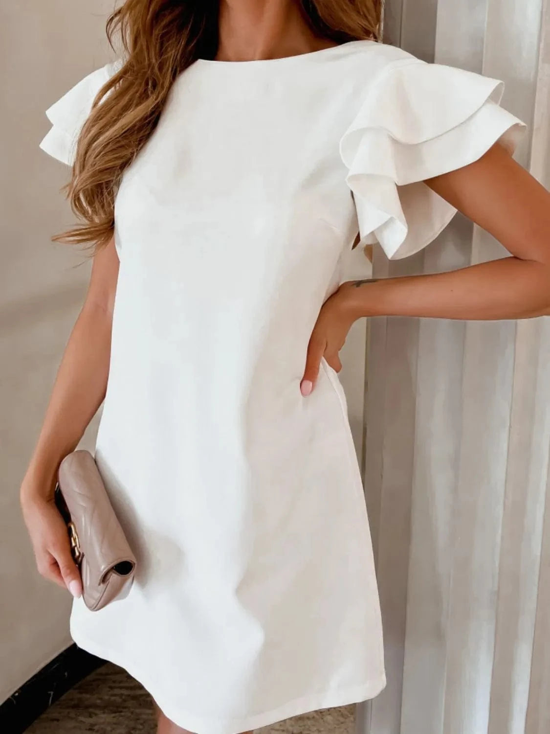 Ruffled Layered Short Sleeve Mini Dress Ladies dresses