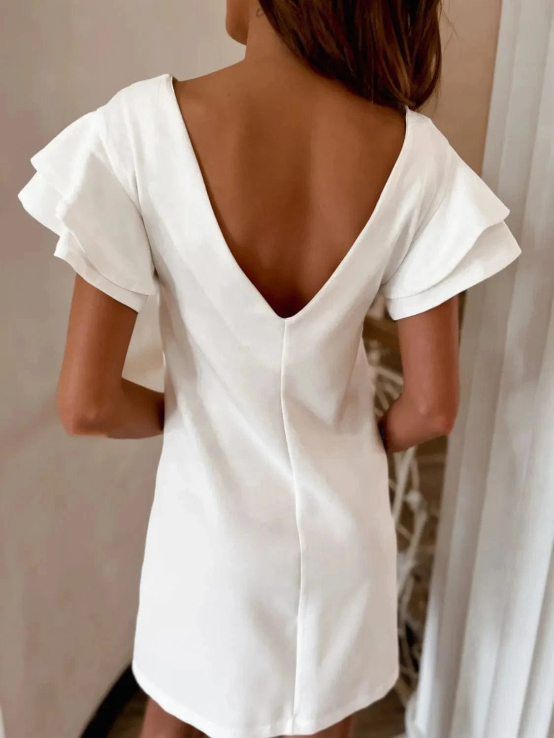 Ruffled Layered Short Sleeve Mini Dress Ladies dresses
