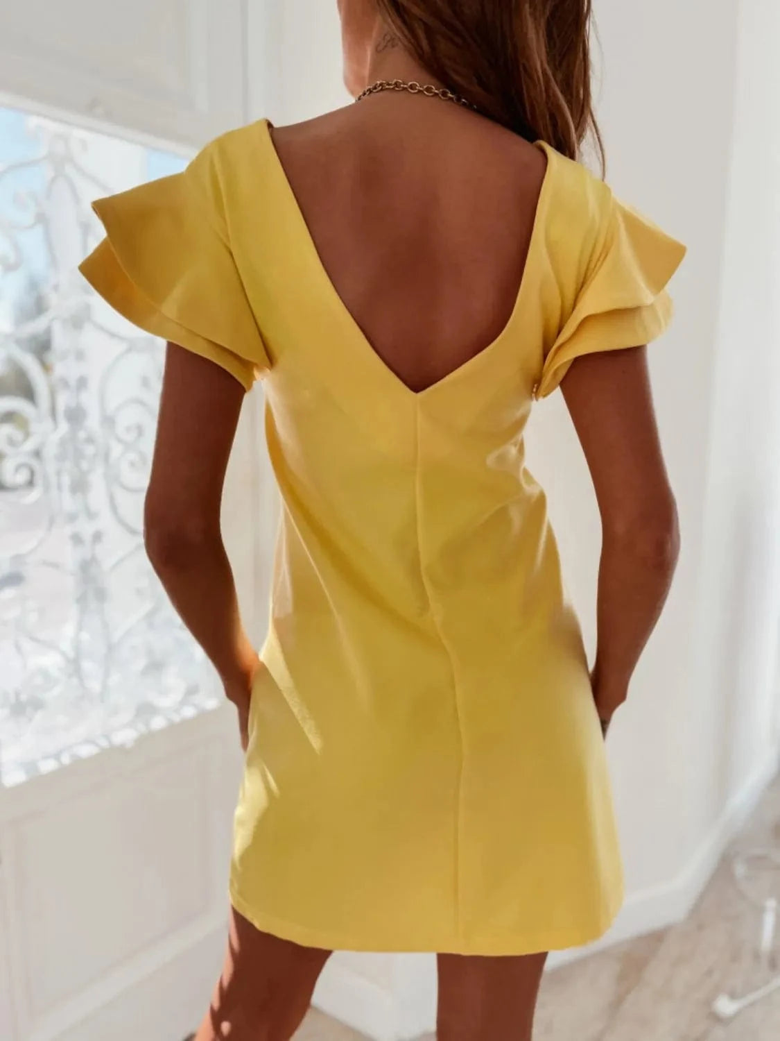 Ruffled Layered Short Sleeve Mini Dress Ladies dresses