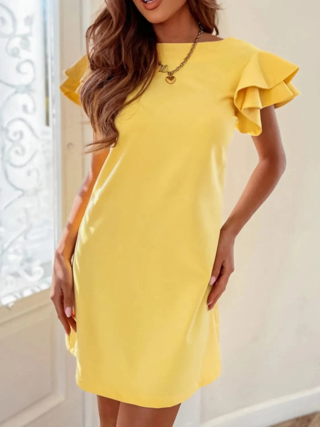 Ruffled Layered Short Sleeve Mini Dress Ladies dresses