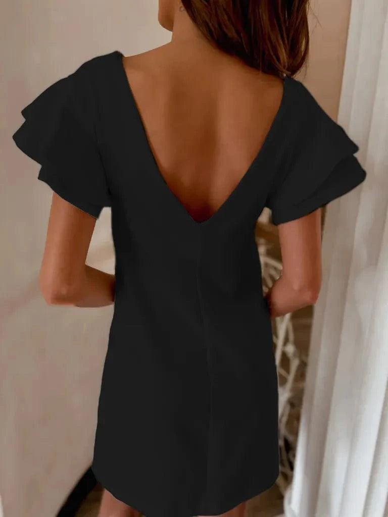 Ruffled Layered Short Sleeve Mini Dress Ladies dresses