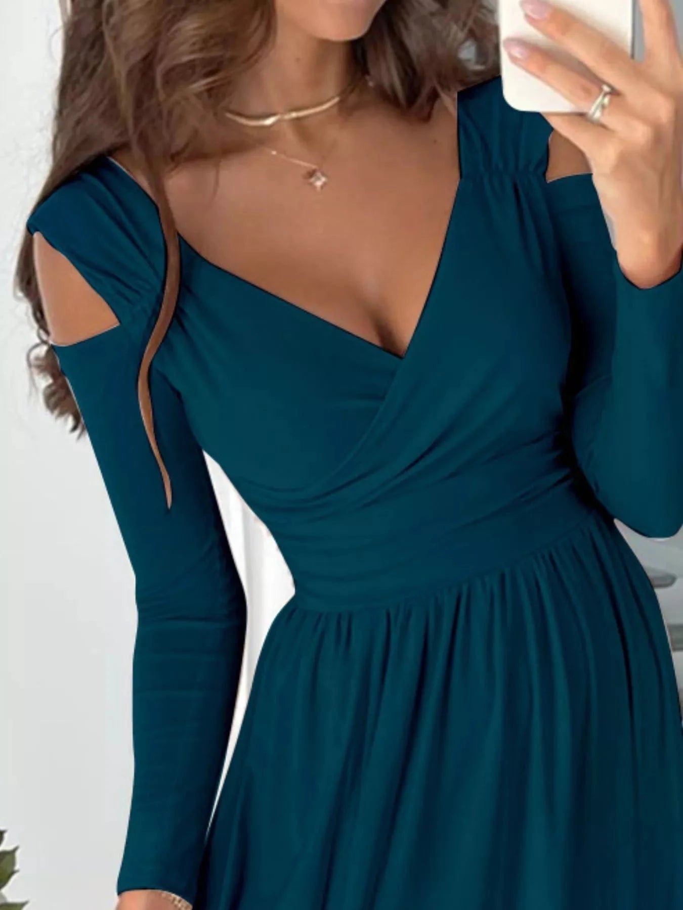 Slit Surplice Cold Shoulder Maxi Dress Ladies dresses