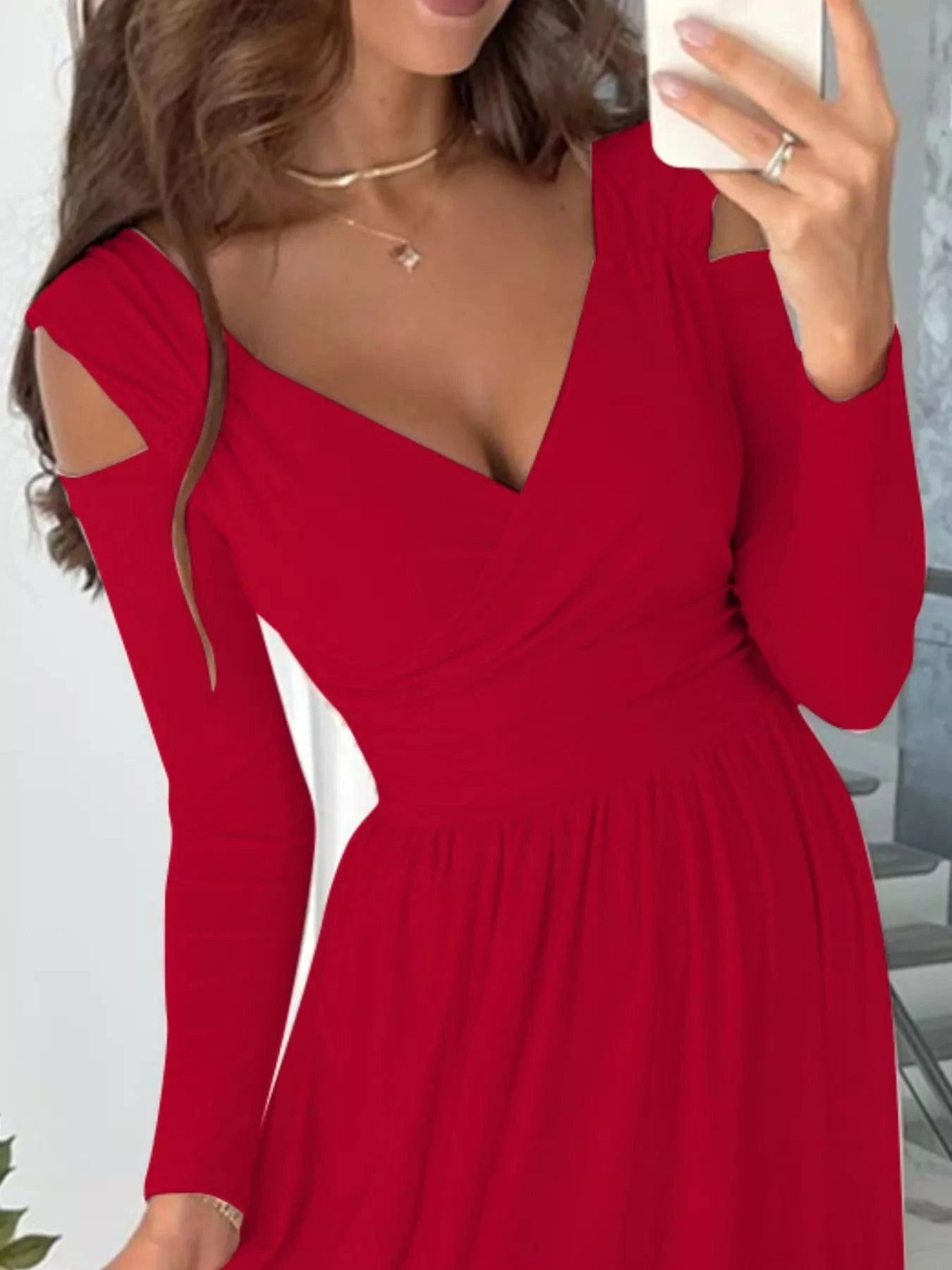 Slit Surplice Cold Shoulder Maxi Dress Ladies dresses