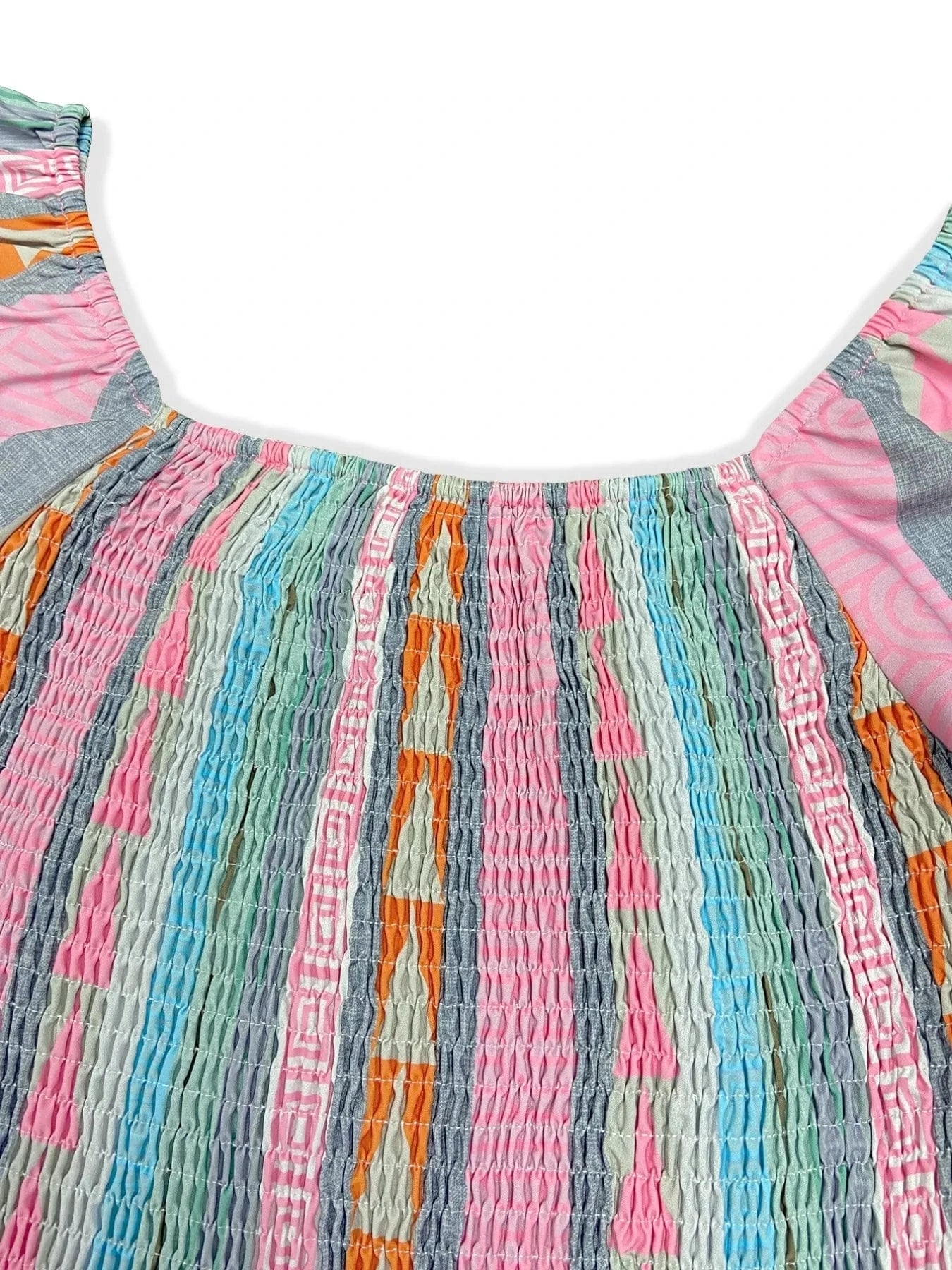 Smocked Square Neck Flounce Sleeve Maxi Dress Ladies dresses