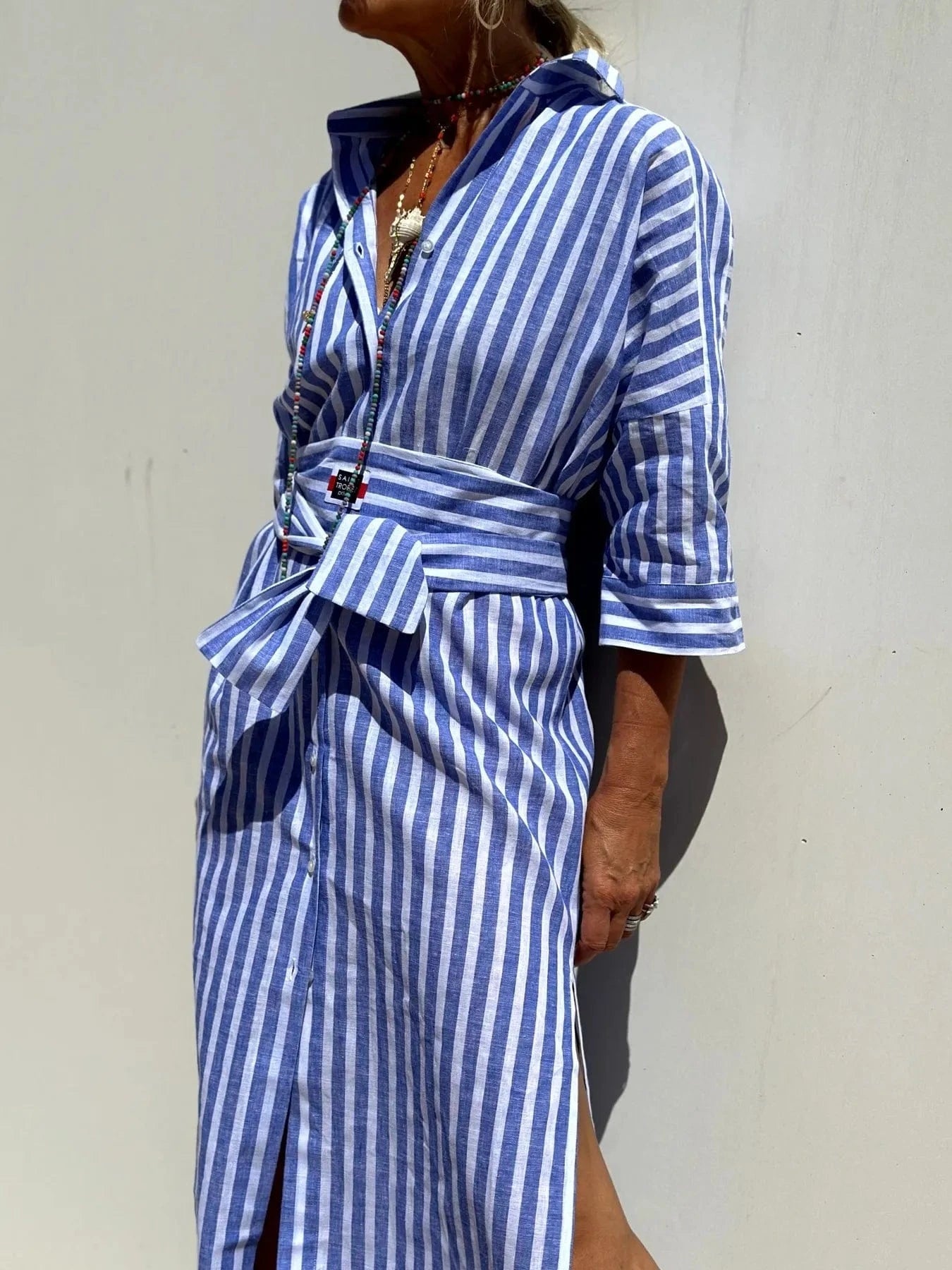 Striped Long Sleeve Shirt Dress Ladies dresses