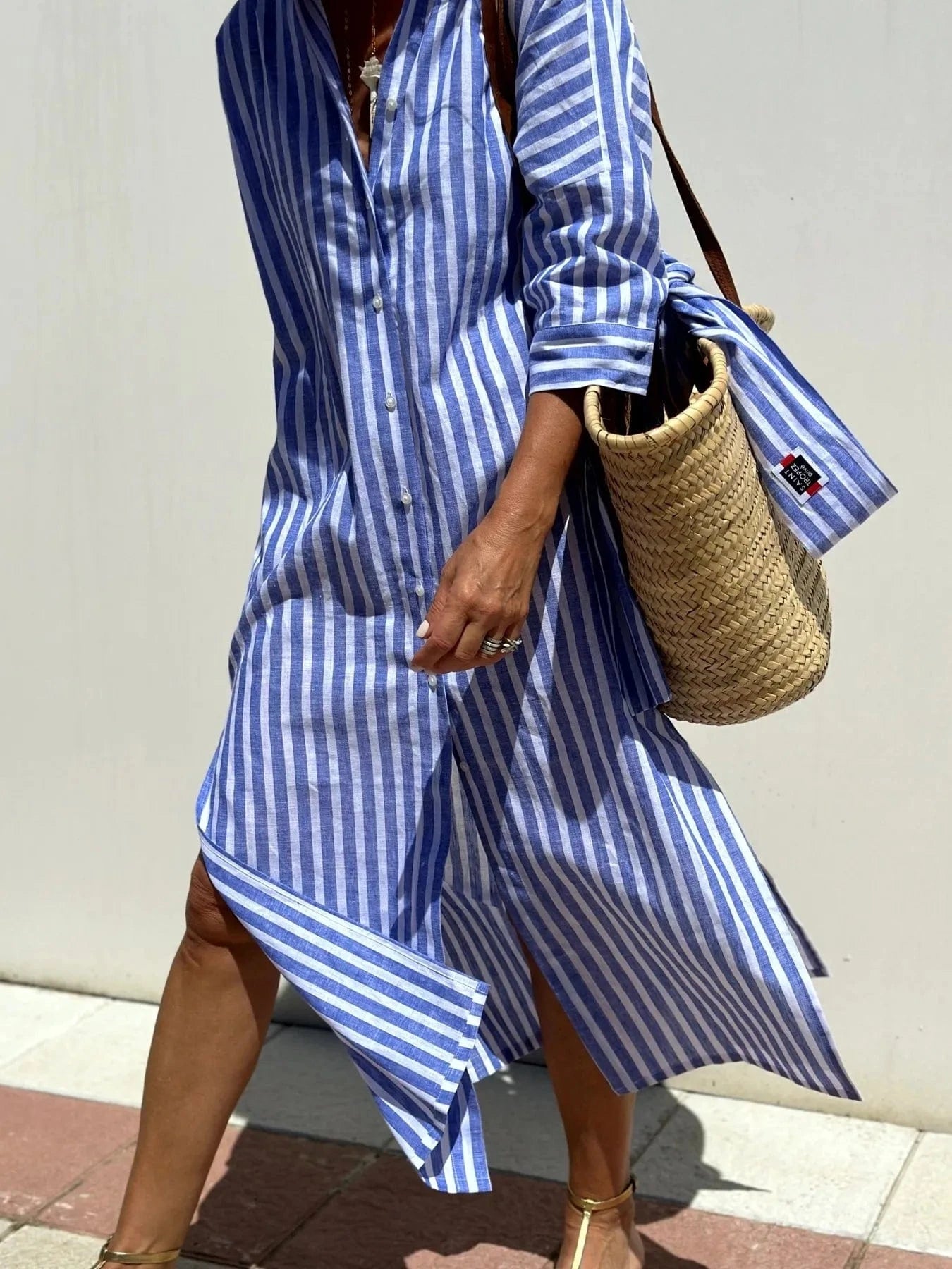 Striped Long Sleeve Shirt Dress Ladies dresses