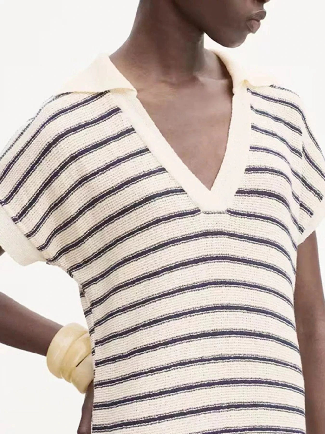 Striped Slit Short Sleeve Maxi Dress Ladies dresses