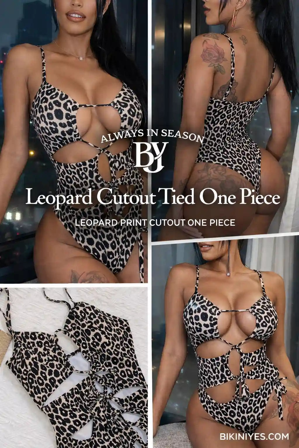 Leopard Cutout Tied One Piece Swimsuit