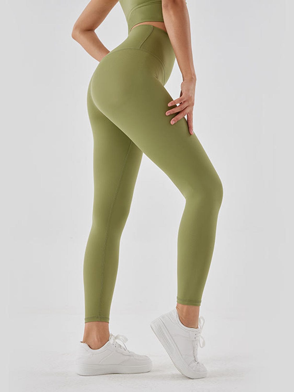 Matcha Green Wide Waistband Sports Leggings