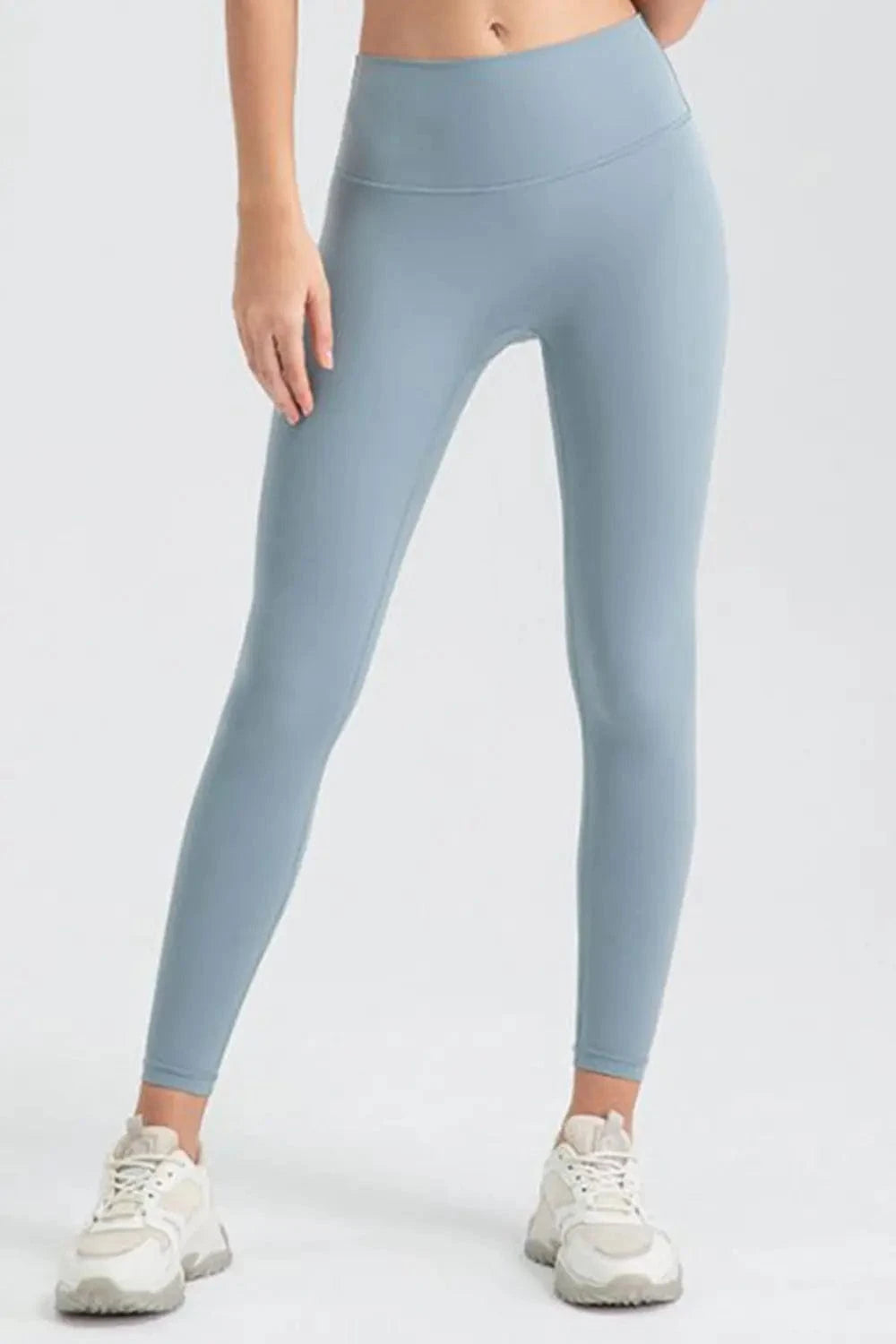 Misty Blue Wide Waistband Sport Leggings