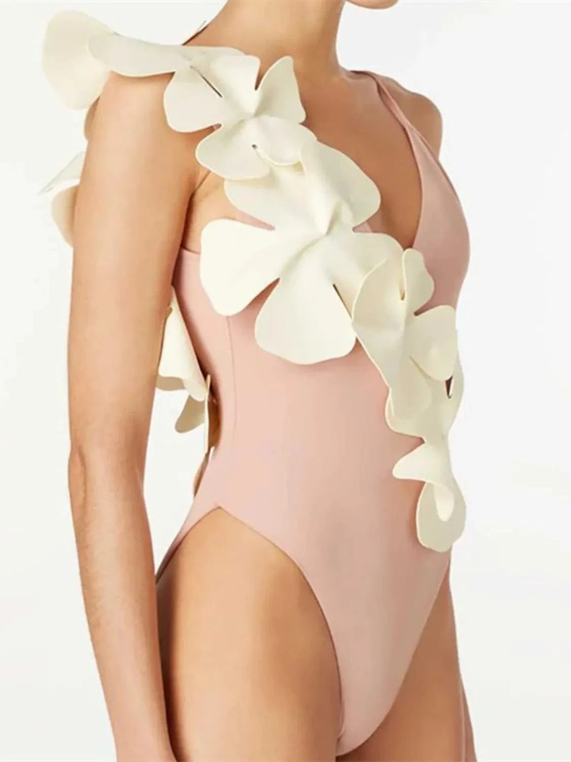 Contrast Flower Spaghetti Strap One-Piece Swimwear One-piece Bikini