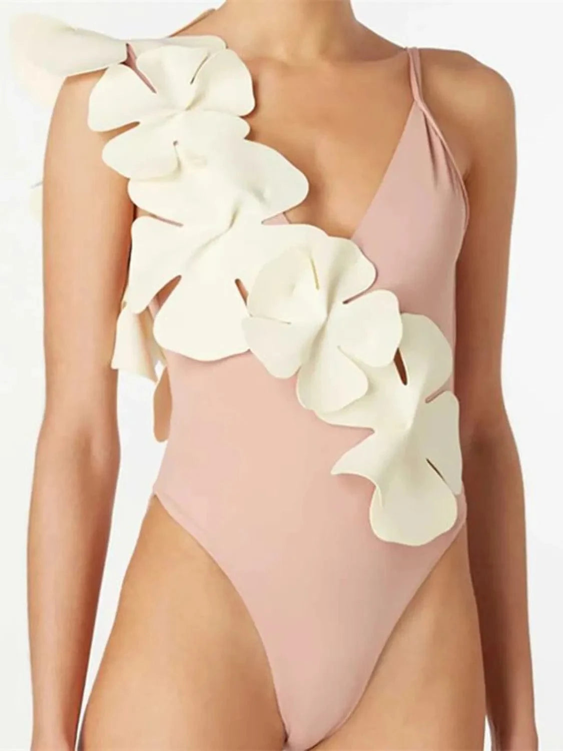 Contrast Flower Spaghetti Strap One-Piece Swimwear One-piece Bikini