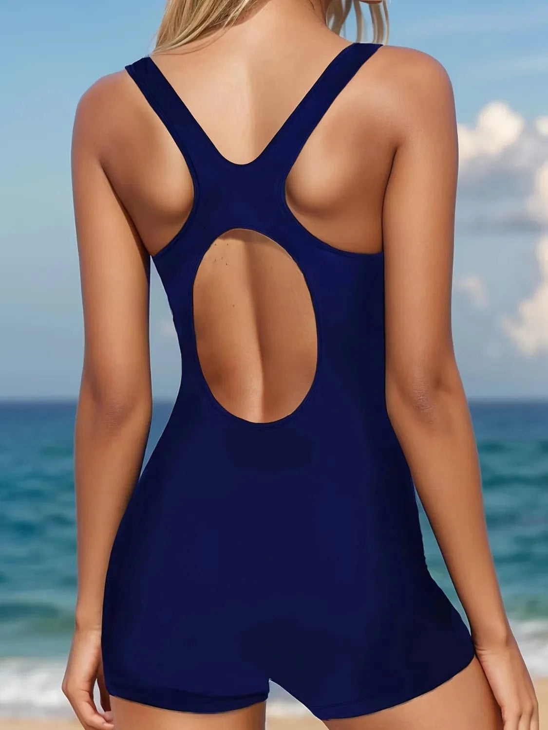 Cutout Back Wide Strap One-Piece Swimwear One-piece Bikini