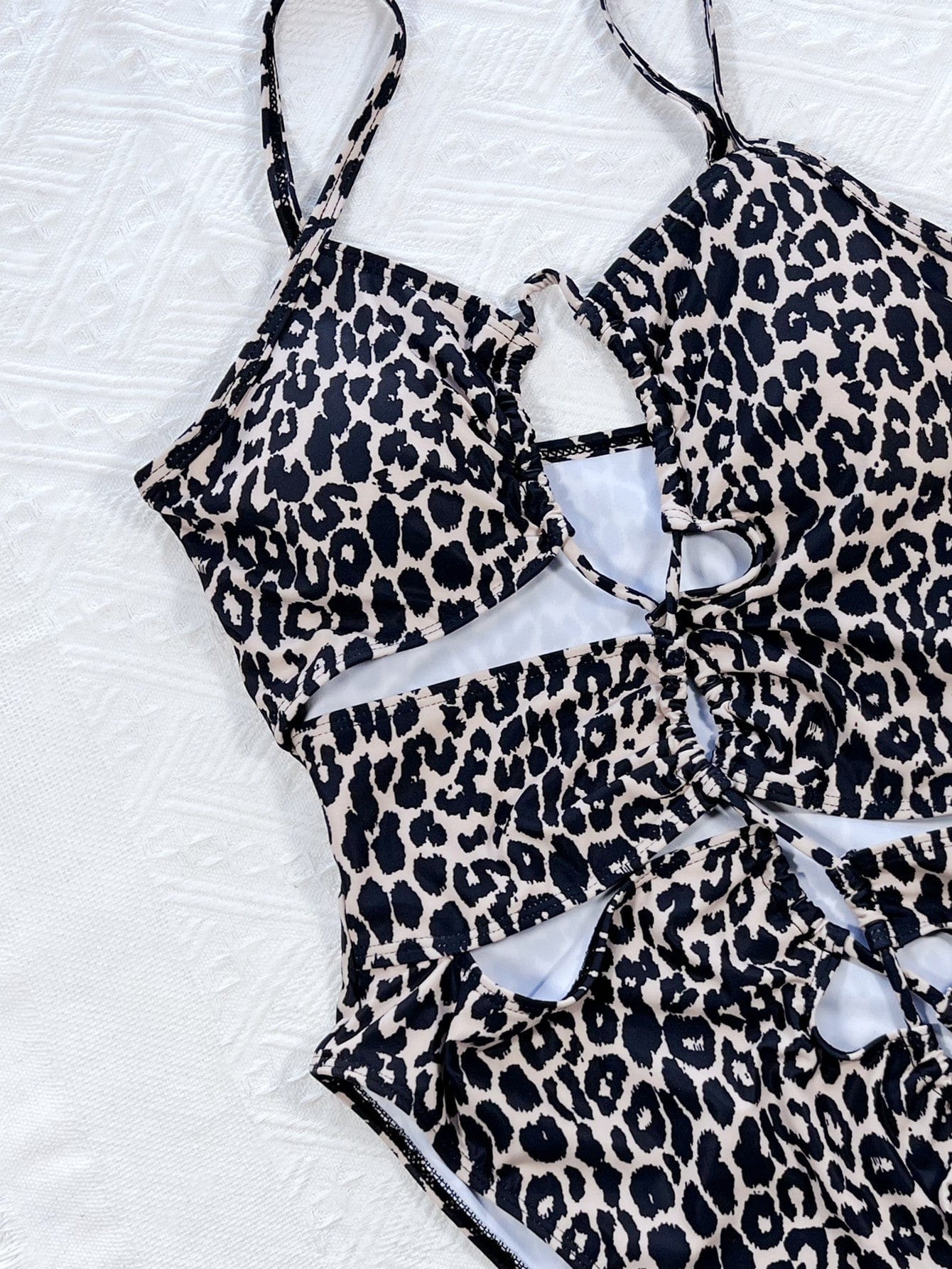 Leopard Cutout Tied One-Piece Swimsuit One piece bikini