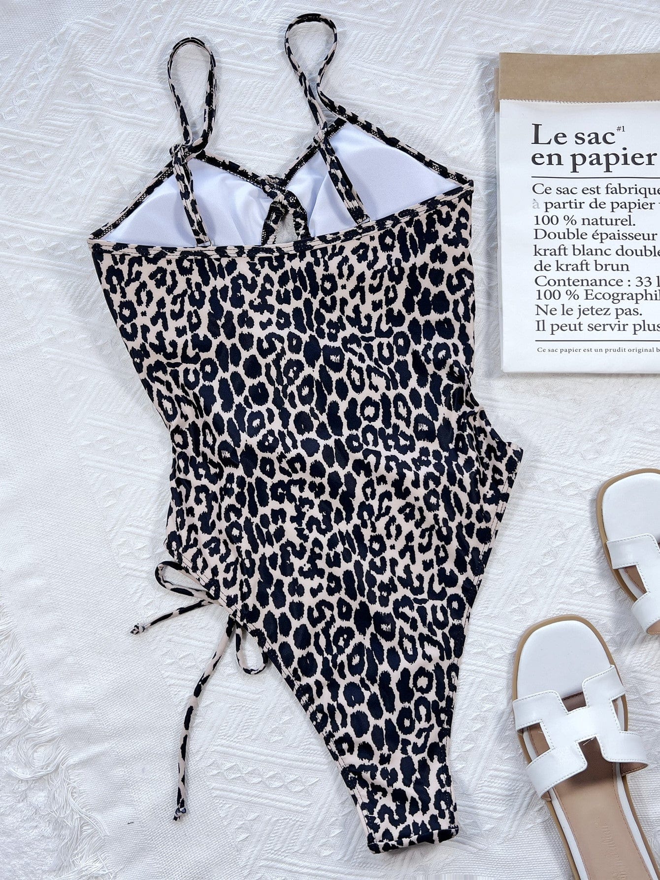 Leopard Cutout Tied One-Piece Swimsuit One piece bikini