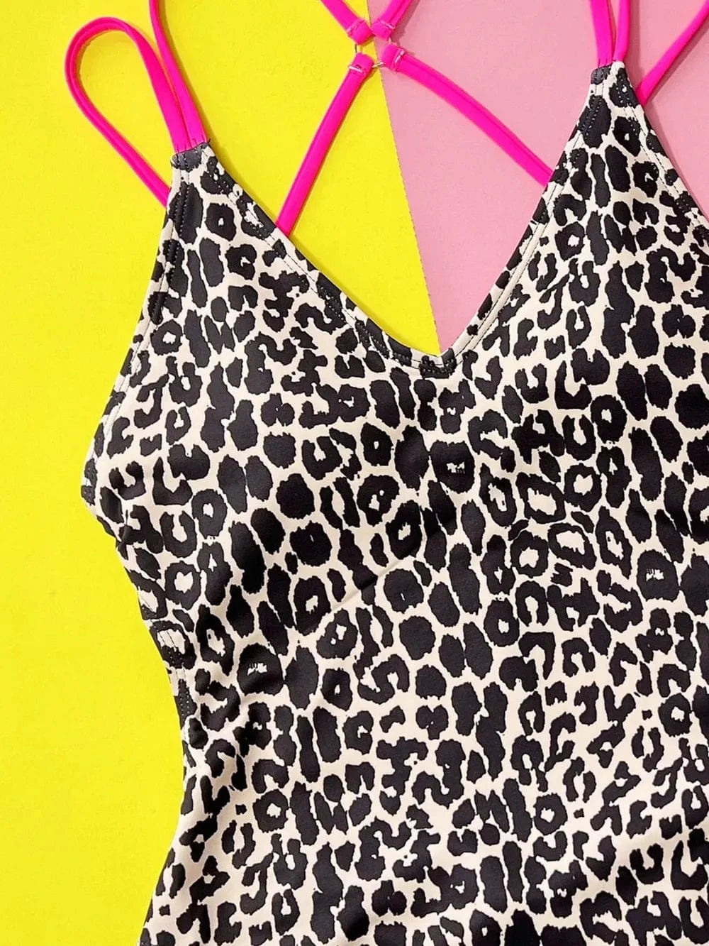 Leopard Plunge Spaghetti Strap One-Piece Swimwear One-piece Bikini