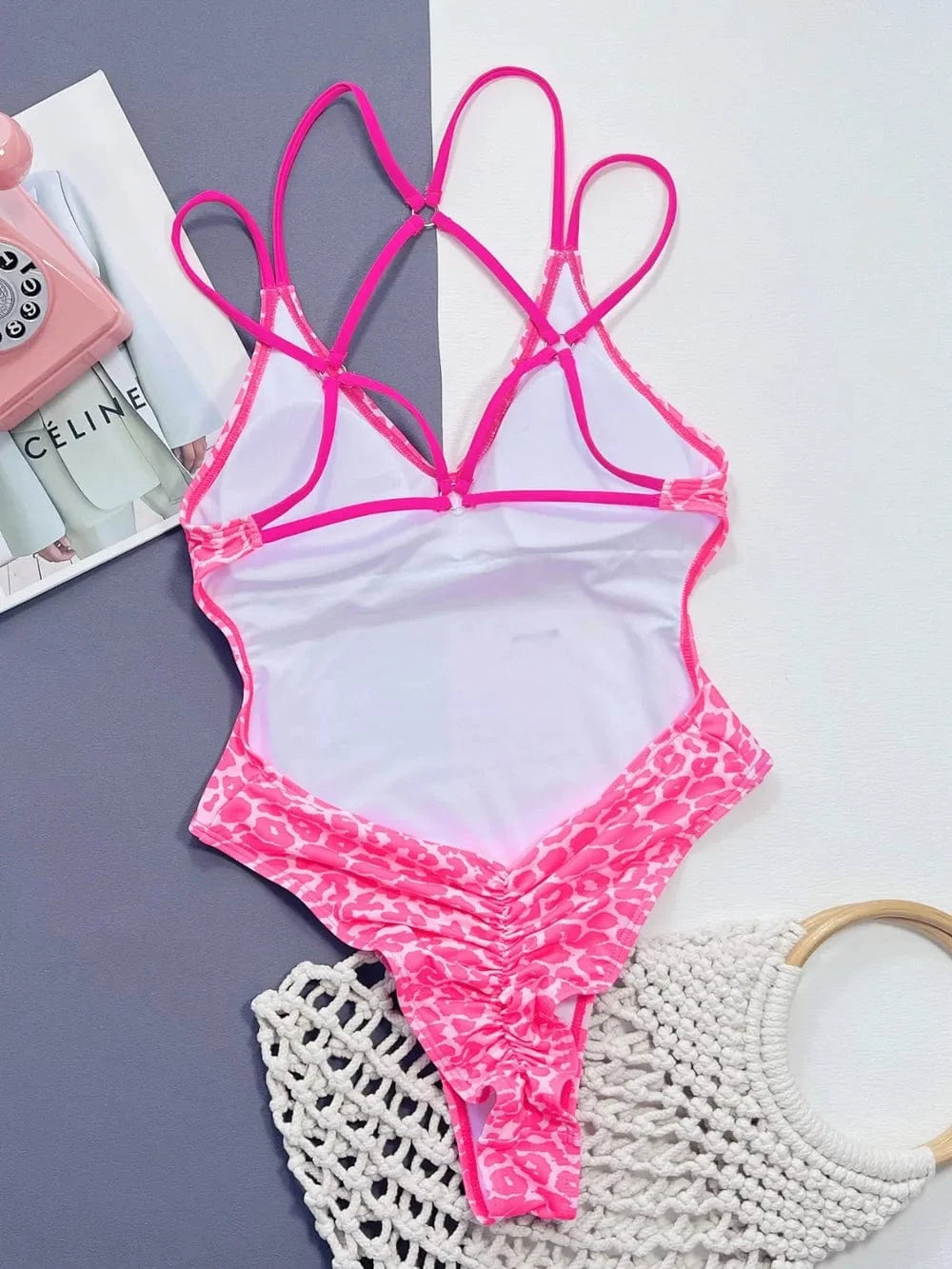 Leopard Plunge Spaghetti Strap One-Piece Swimwear One-piece Bikini