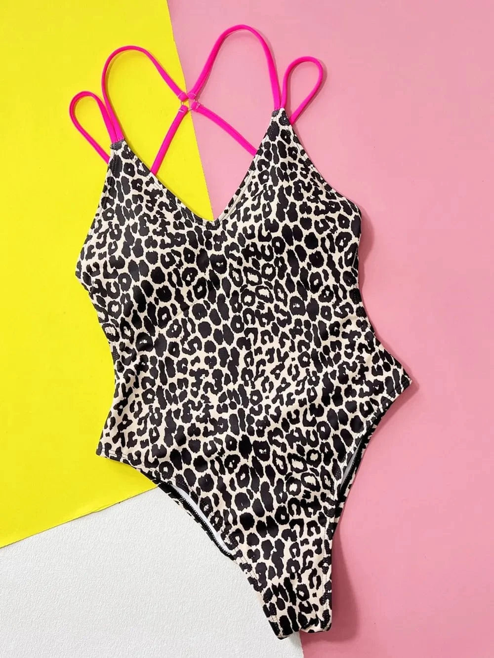 Leopard Plunge Spaghetti Strap One-Piece Swimwear One-piece Bikini