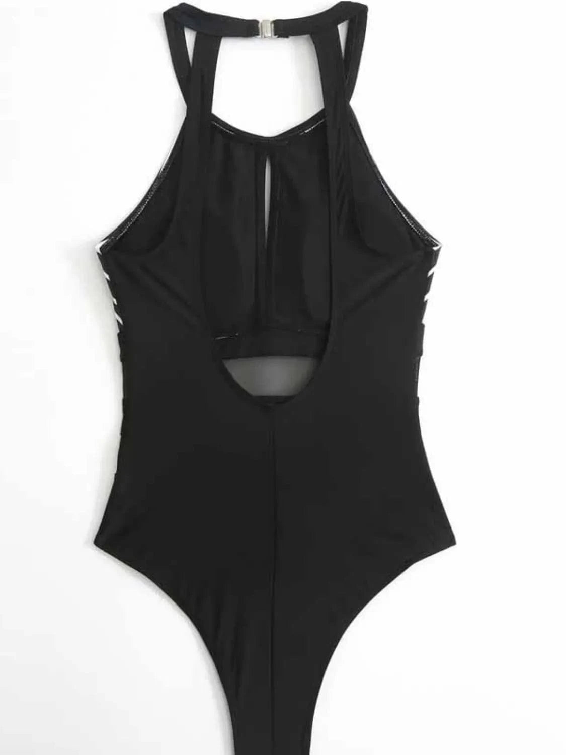 Mesh Detail Backless Striped One-Piece Swimsuit One-piece Bikini