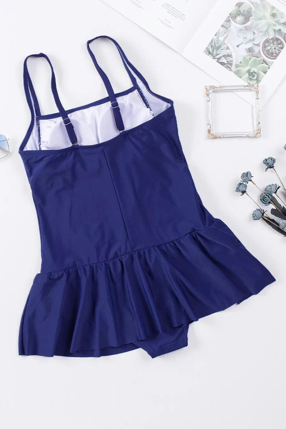 Ruched Square Neck Sleeveless One-Piece Swimwear One-piece Bikini