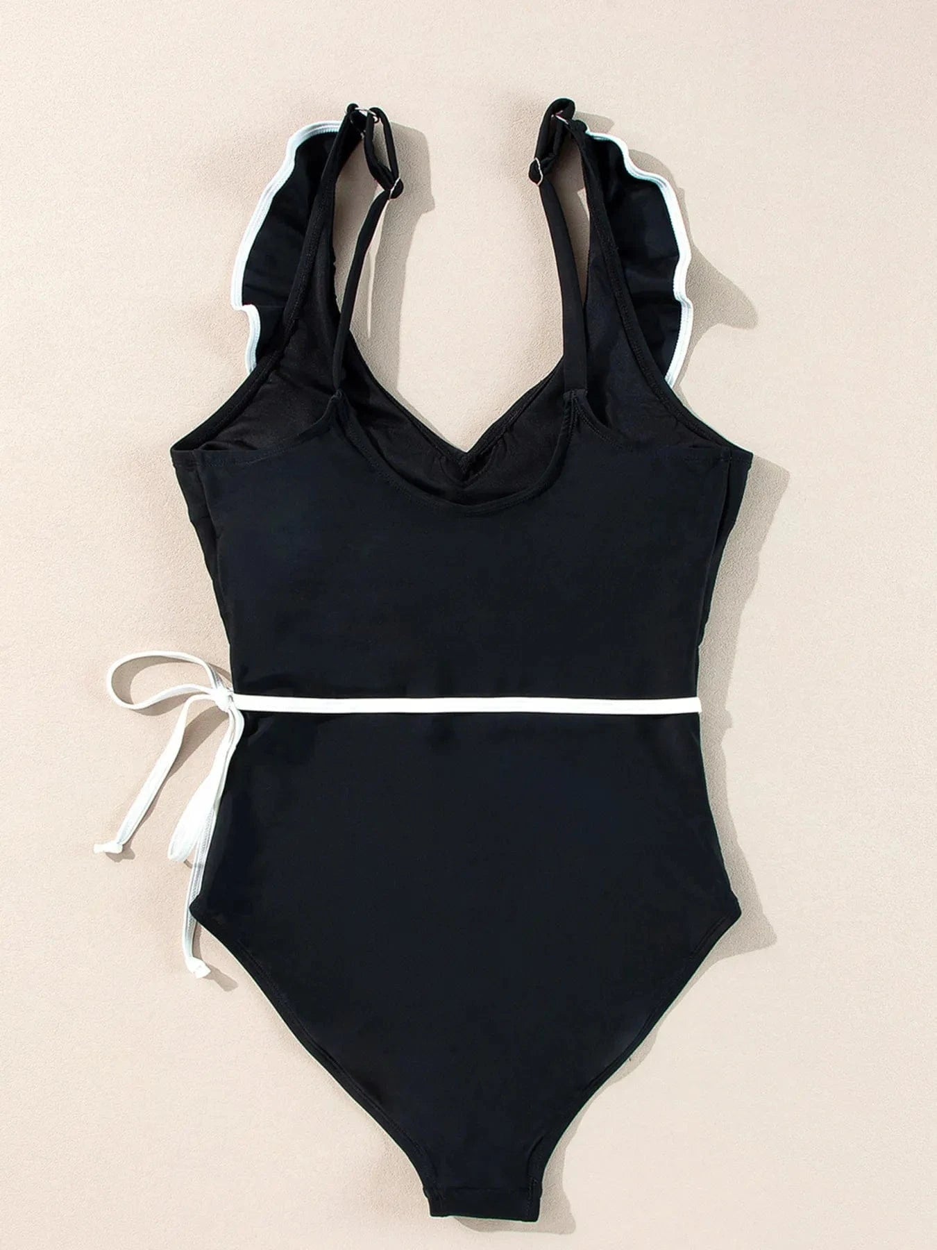 Ruffle Trim V-Neck One-Piece Swimsuit One piece bikini