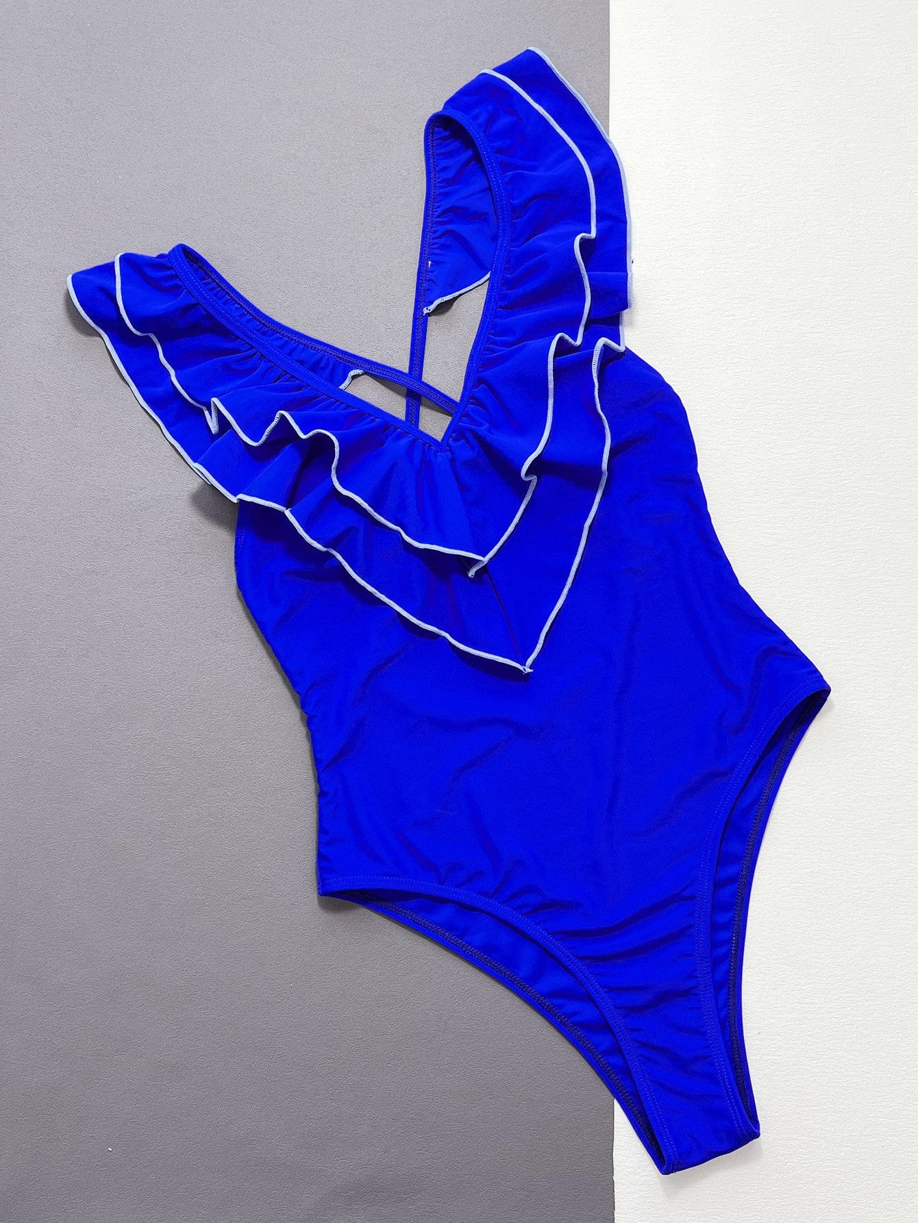 Ruffled Crisscross Backless One-Piece Swimsuit One piece bikini