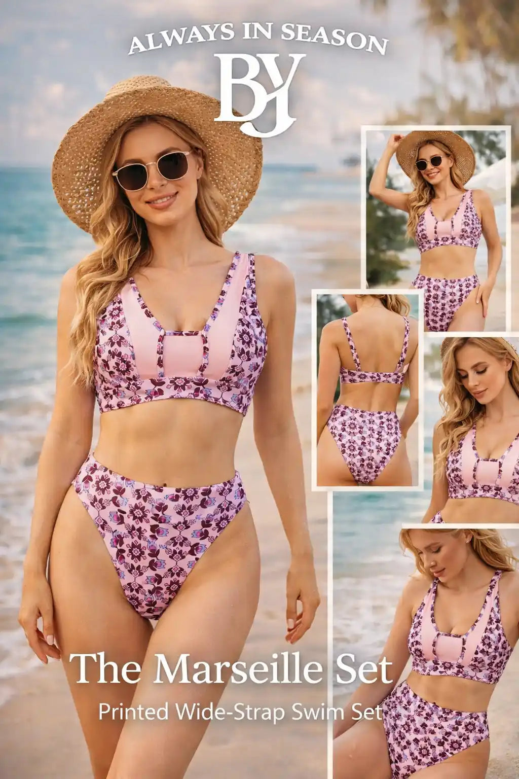Printed Wide Strap Bikini Set