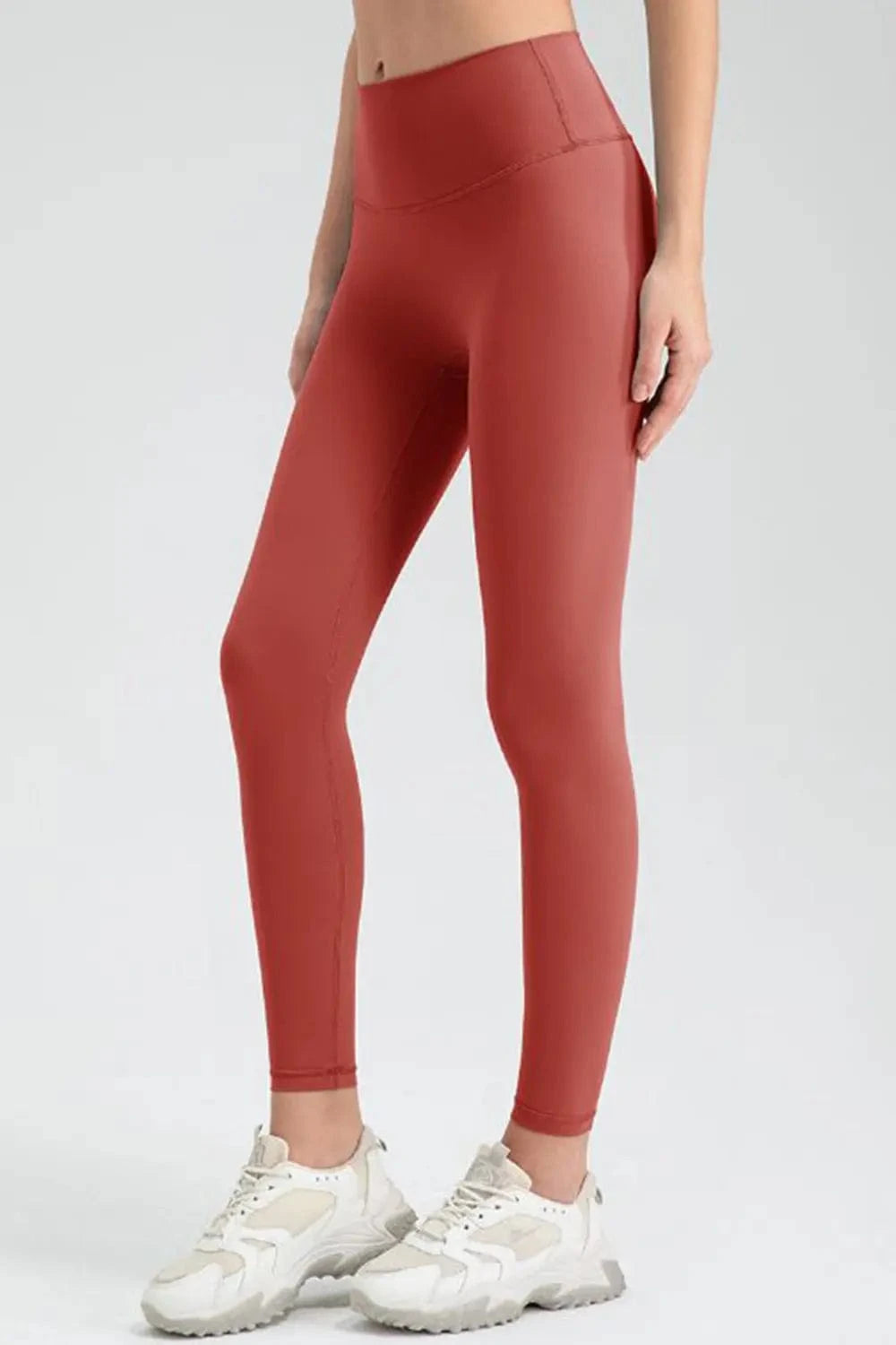 Red Orange Wide Waistband Sport Leggings