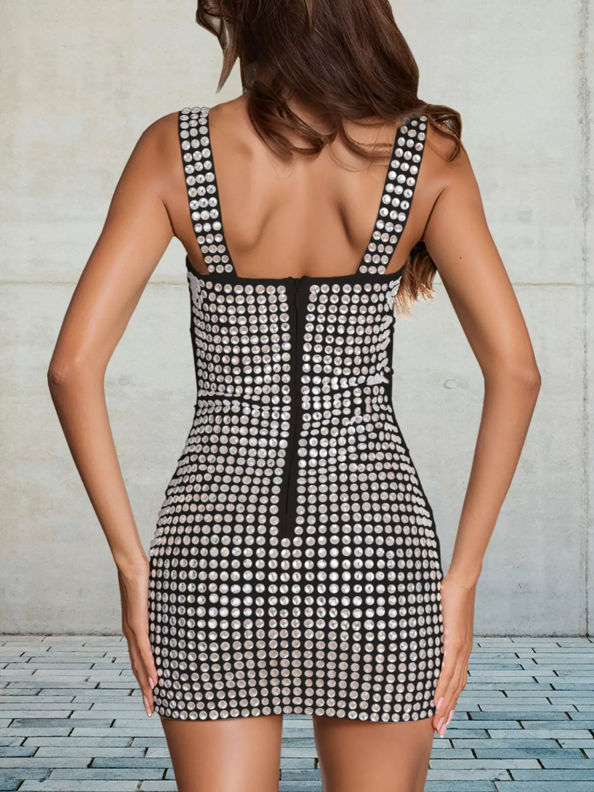 Rhinestone Embellished Bodycon Mini Dress