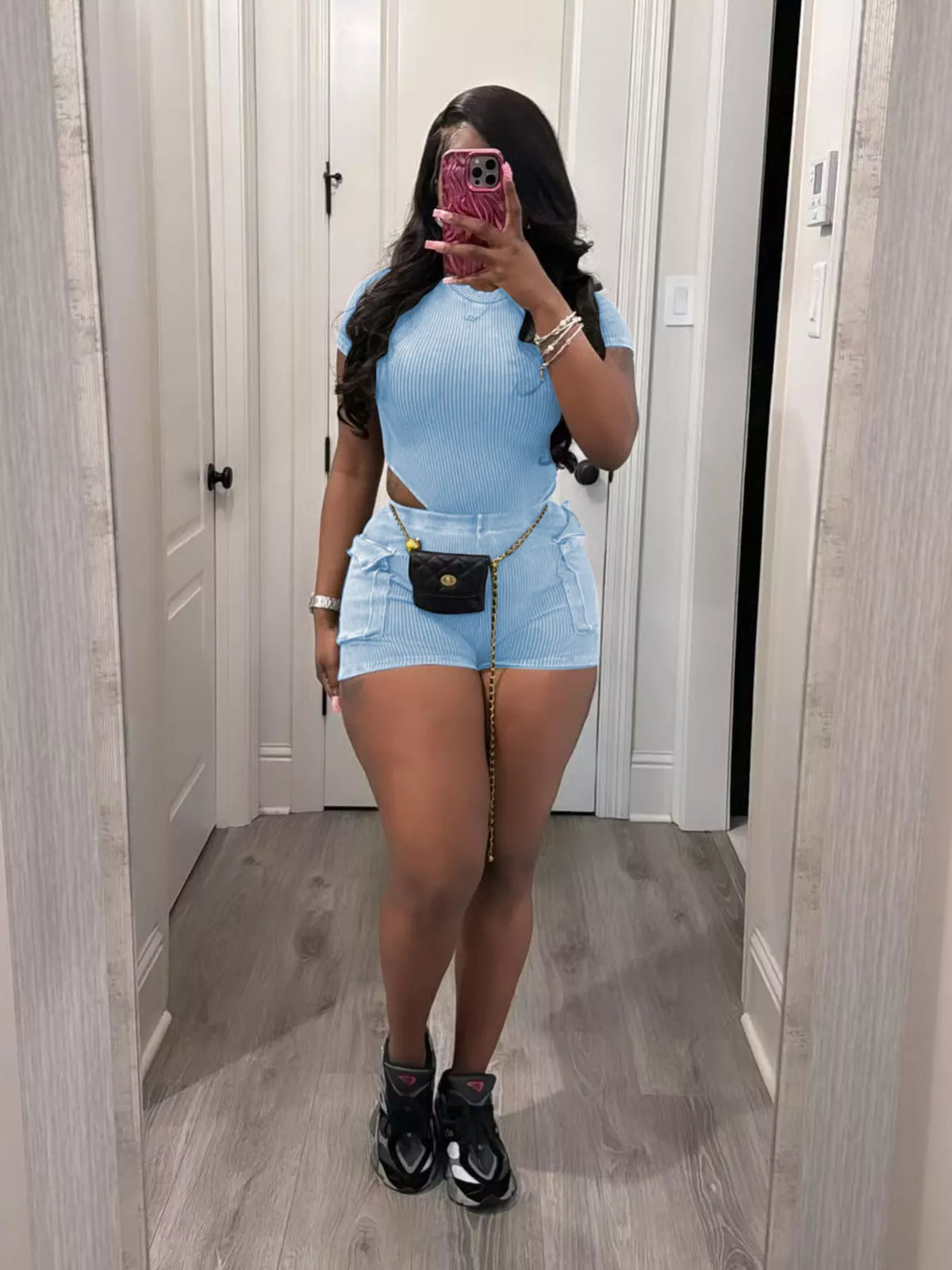 Completo Body e Pantaloncini a Costine